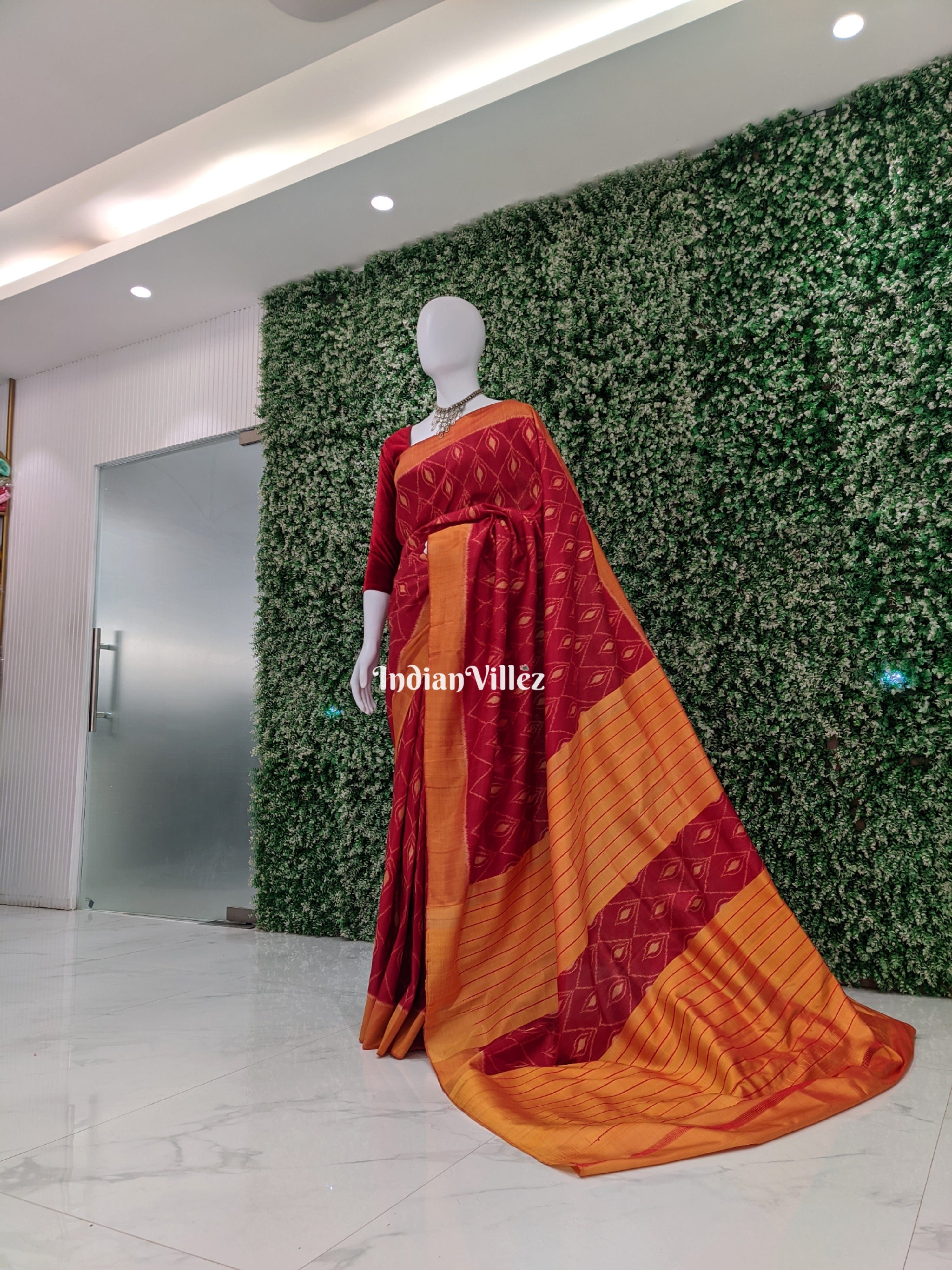 Red Odisha Handloom Contemporary Silk Saree