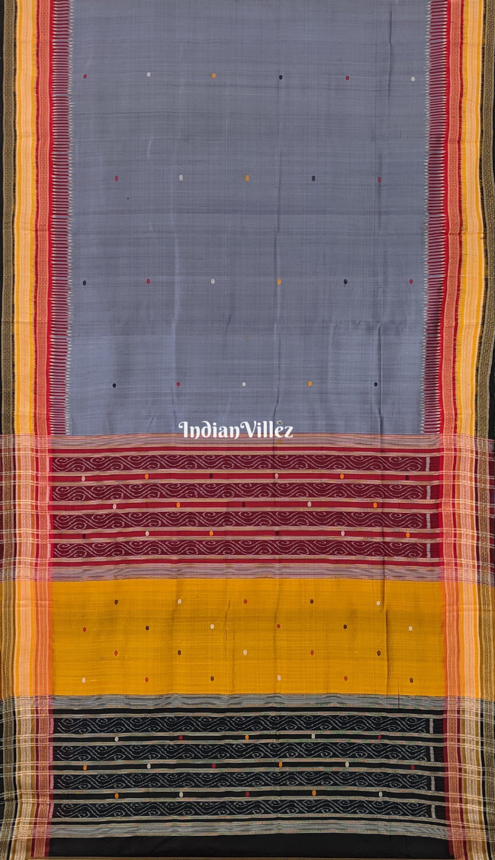 Steel Gray Kathiphera Ikat Odisha Handloom Silk Saree