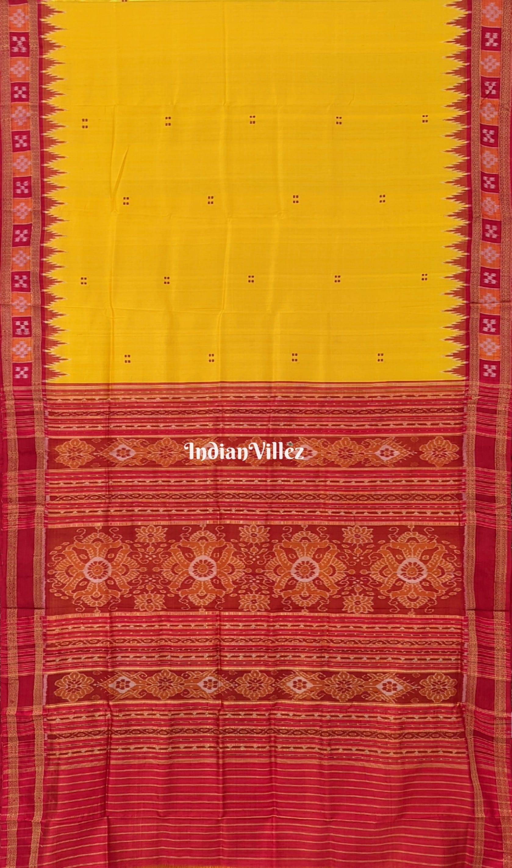 Yellow Pasapali Border Odisha Handloom Khandua Silk Saree