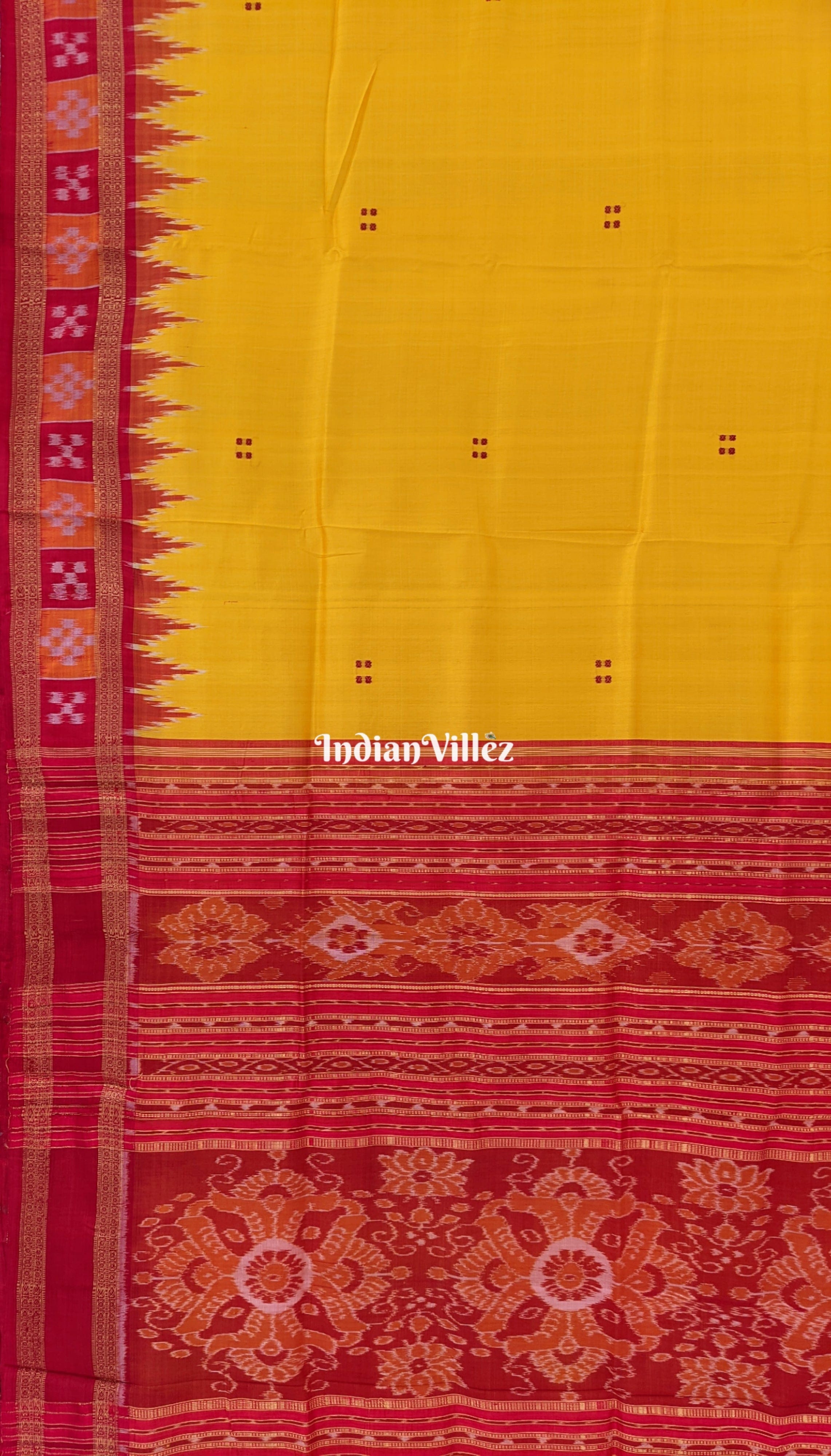Yellow Pasapali Border Odisha Handloom Khandua Silk Saree
