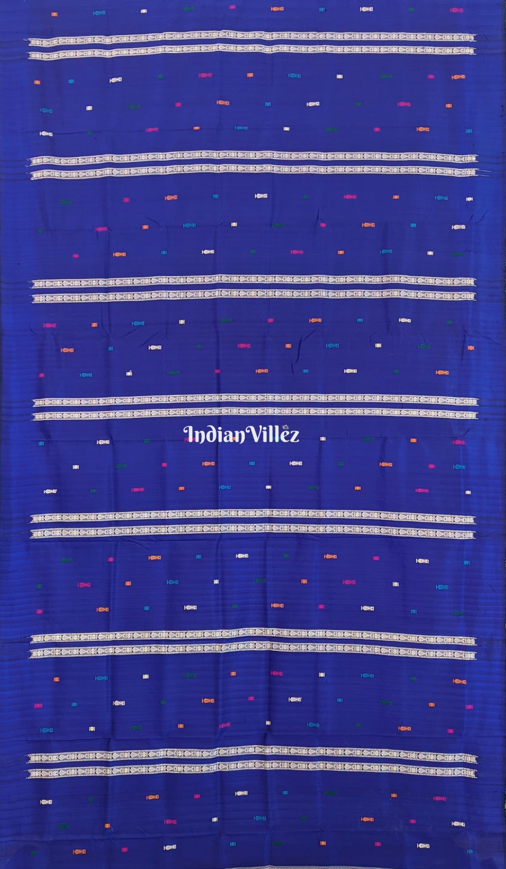 Blue Habaspuri Inspired Fish Sambalpuri Contemporary Bomkai Silk Handloom Saree