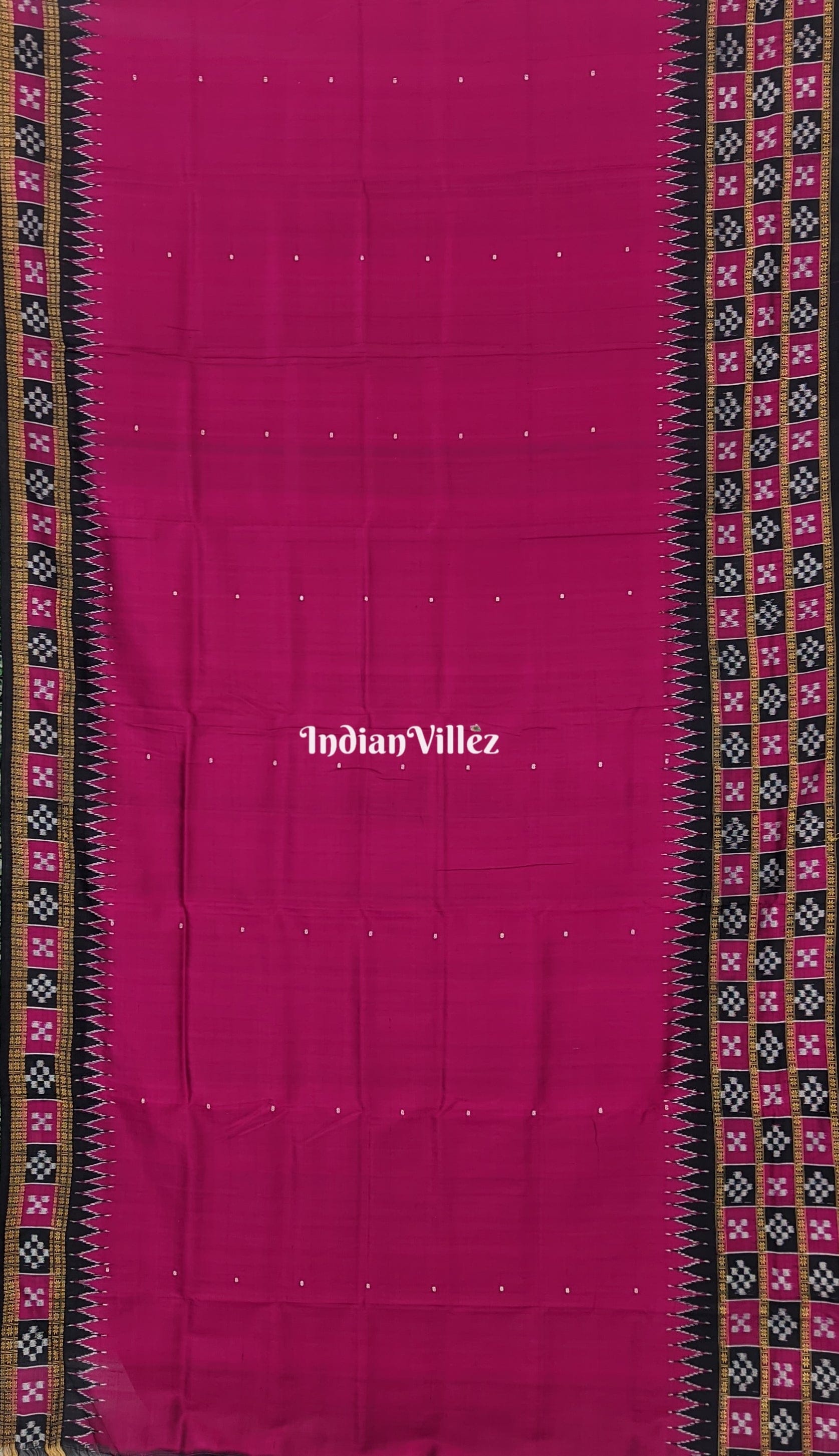 Magenta Pink Triple Pasapali Border Khandua Silk Saree