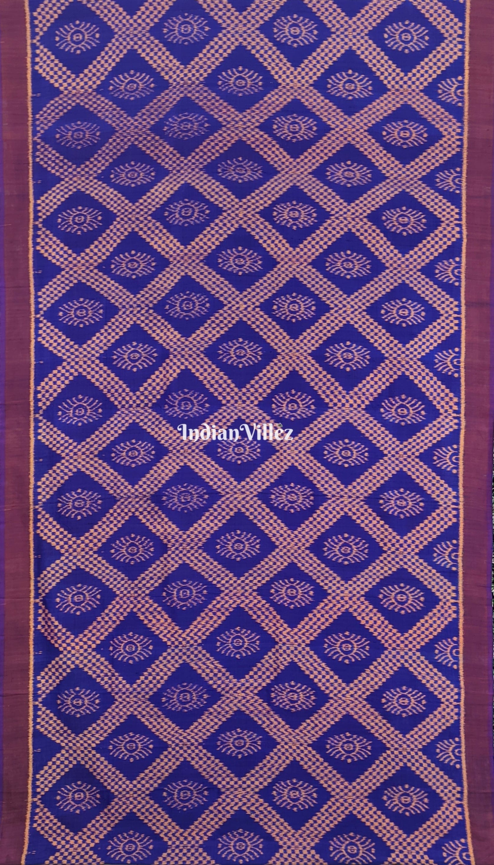 Blue Orange Tarabali Contemporary Odisha Handloom Silk Saree