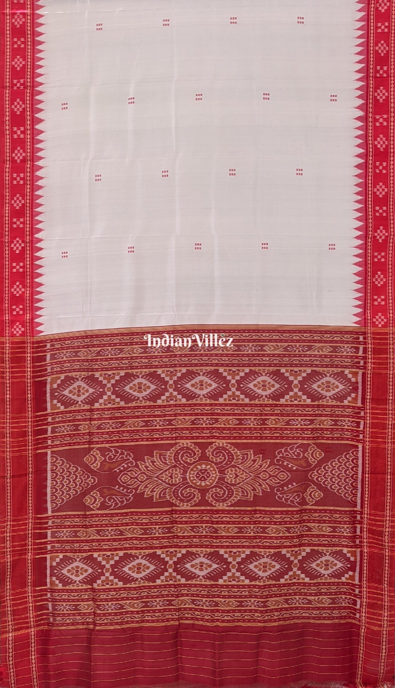 Milk White Singe Border Pasapali Khandua Silk Saree
