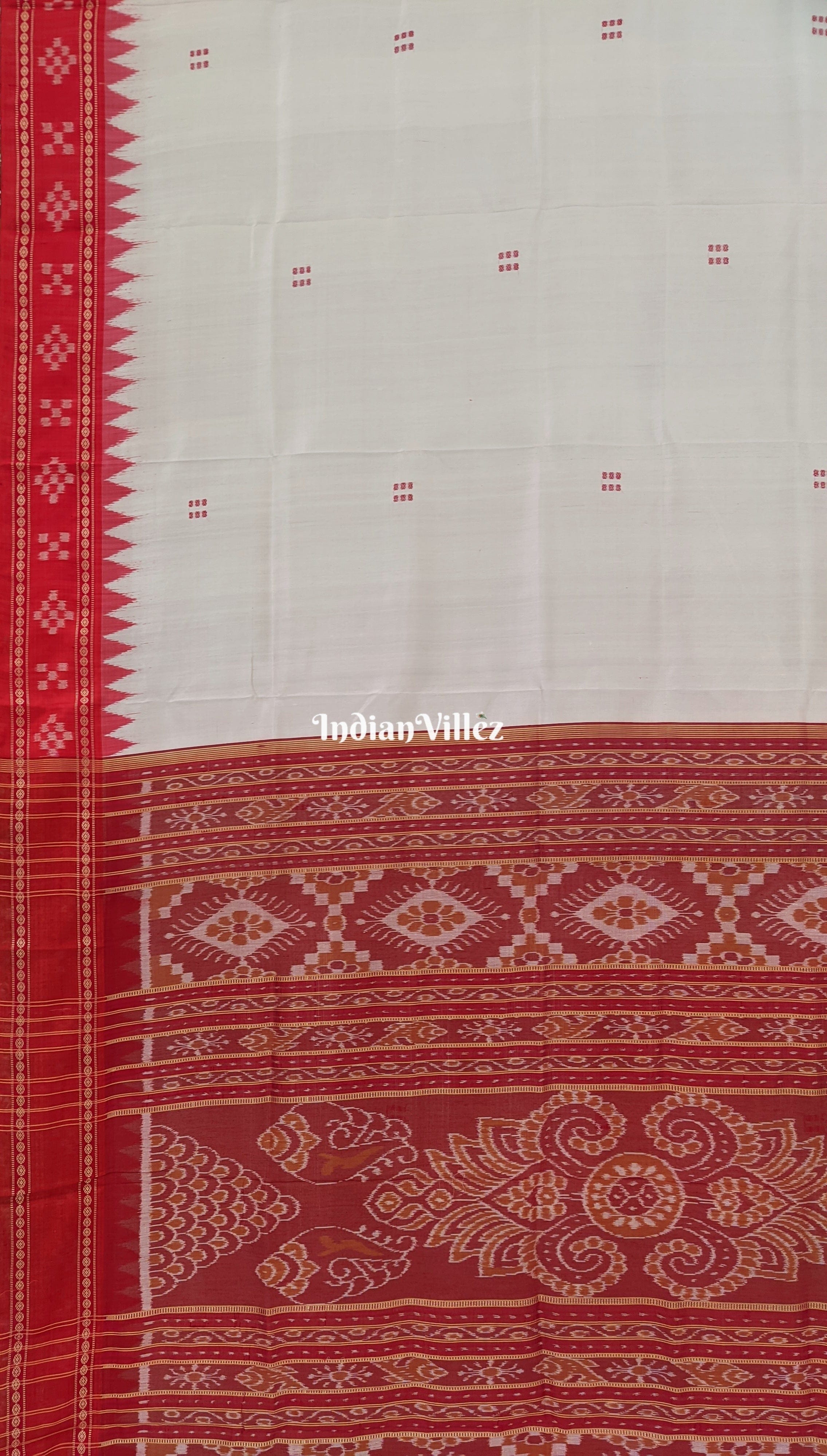 Milk White Singe Border Pasapali Khandua Silk Saree
