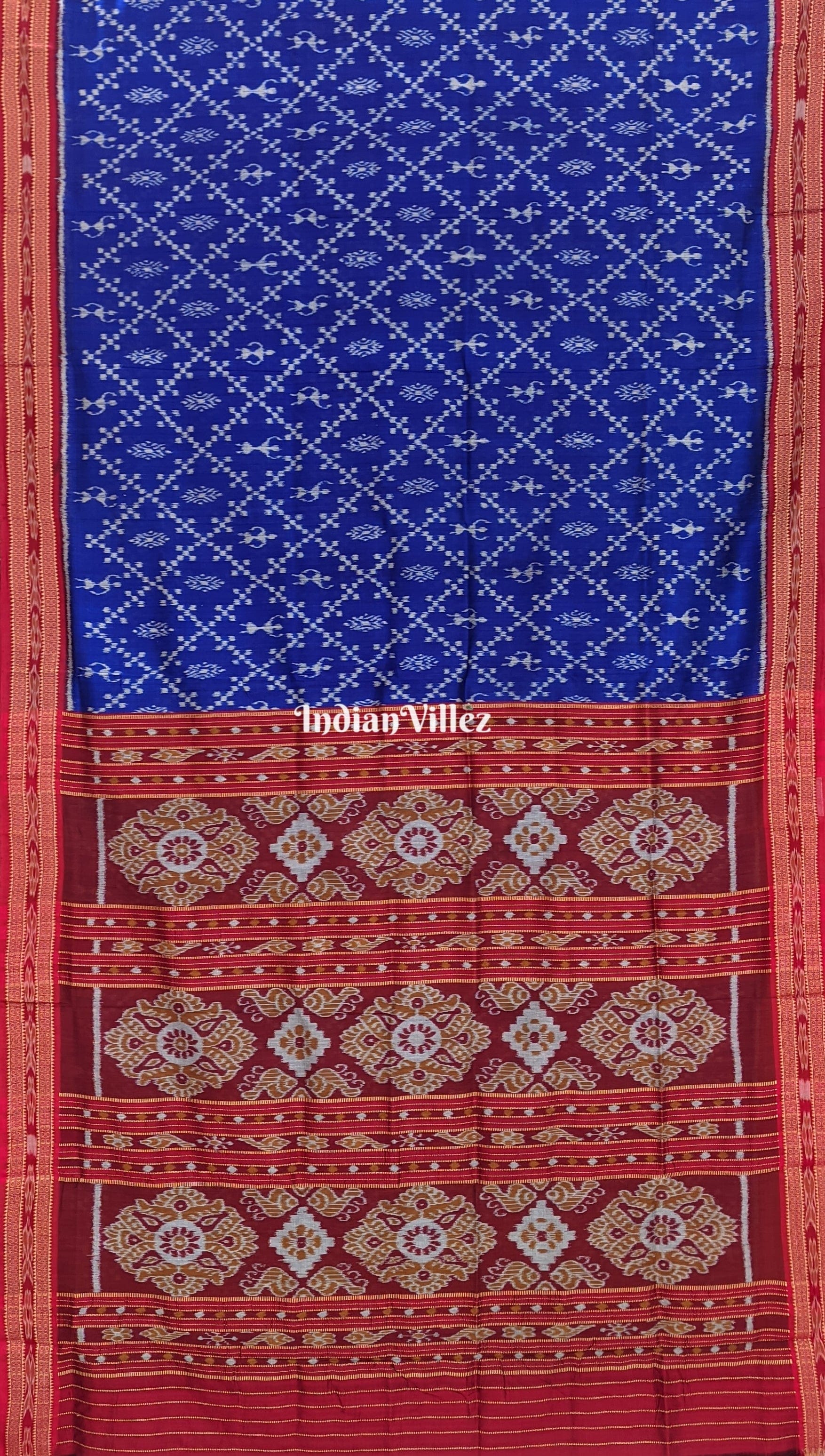 Blue Tribal Theme Odisha Handloom Khandua Silk Saree
