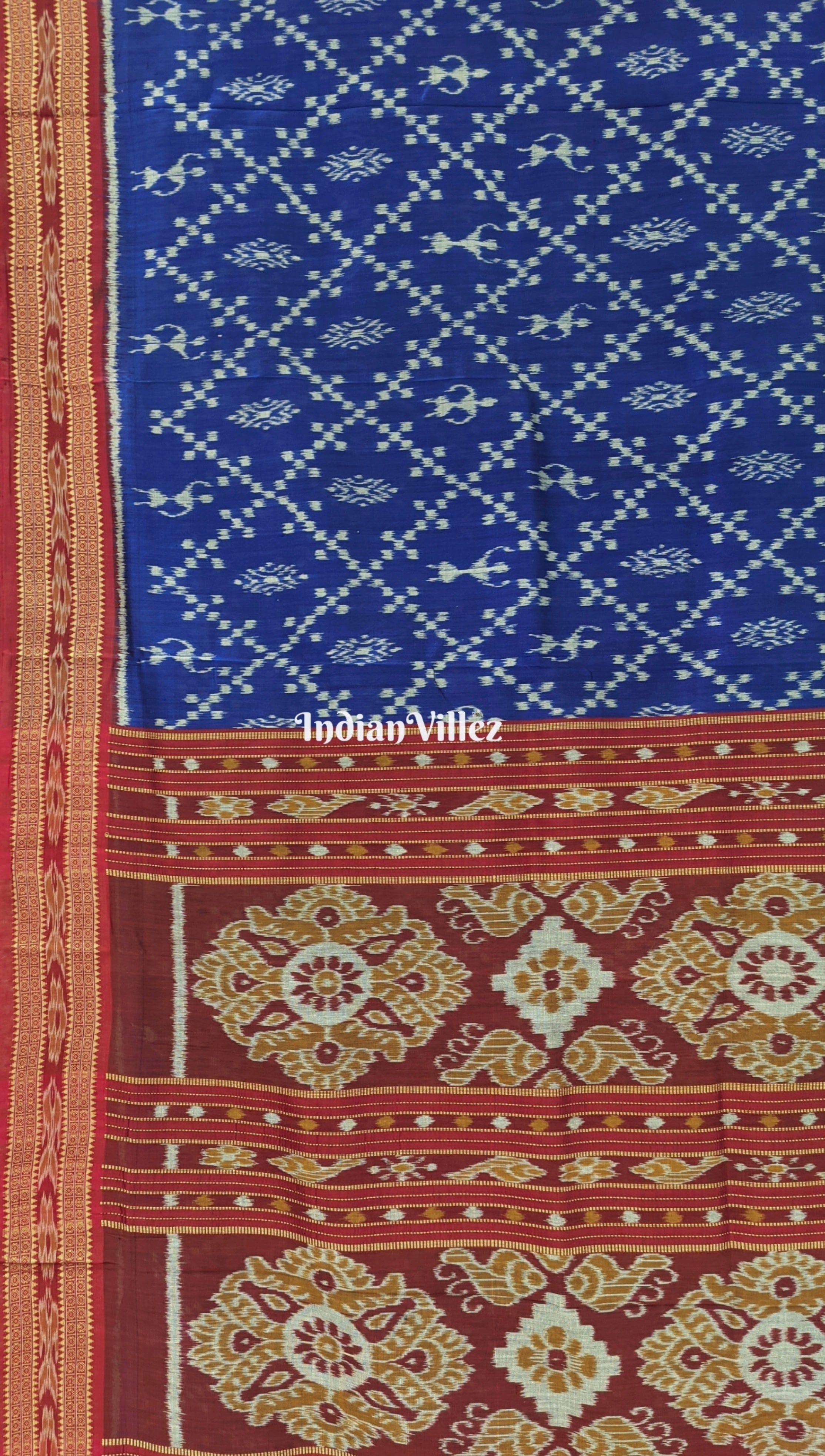 Blue Tribal Theme Odisha Handloom Khandua Silk Saree