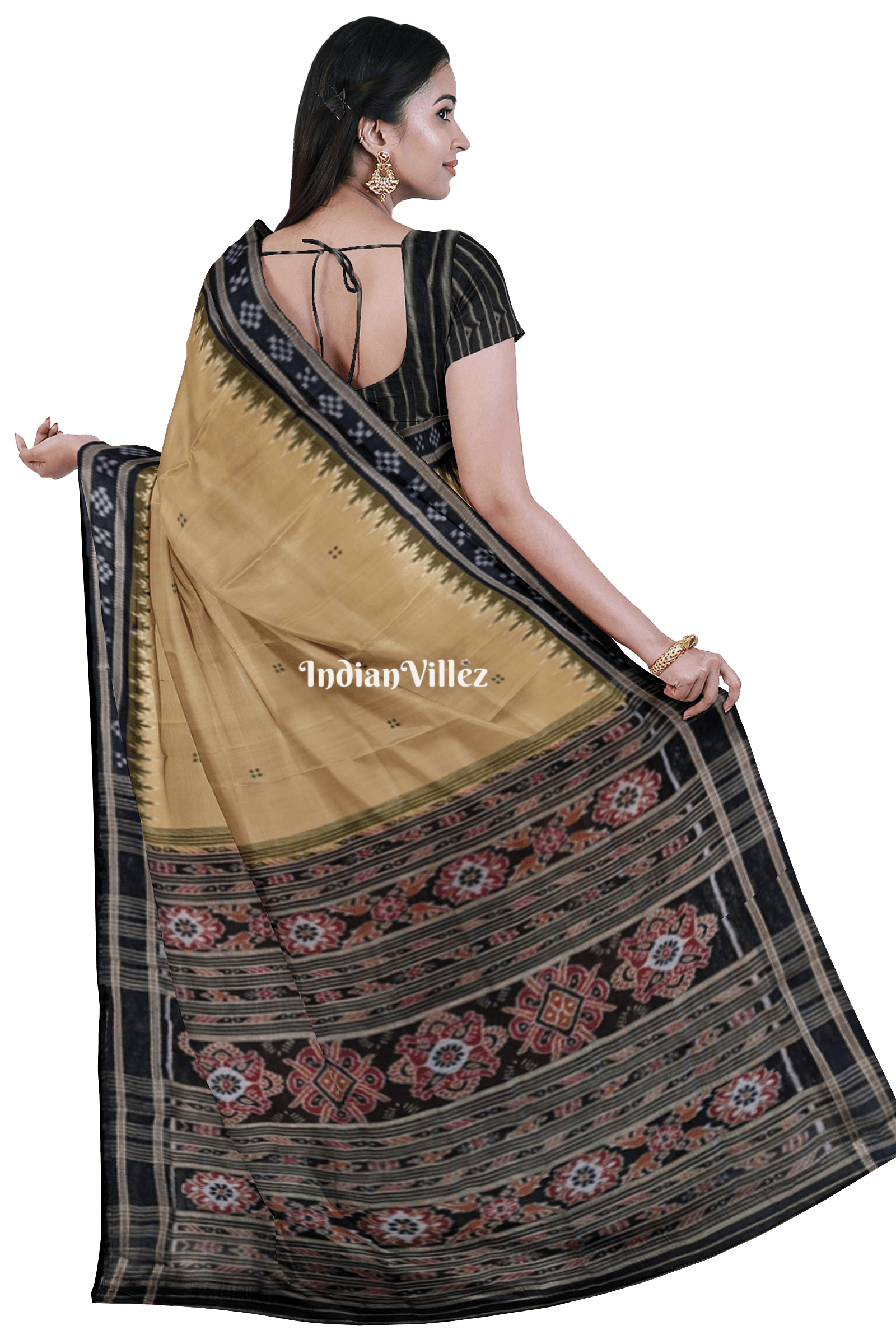 Mehndi Single Pasapali Border Khandua Silk Saree