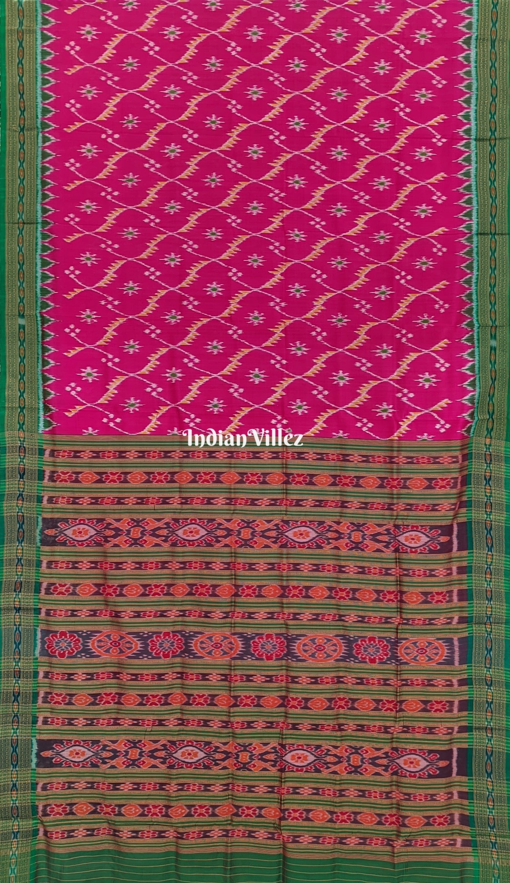 Pink Floral Theme Odisha Handloom Khandua Silk Saree