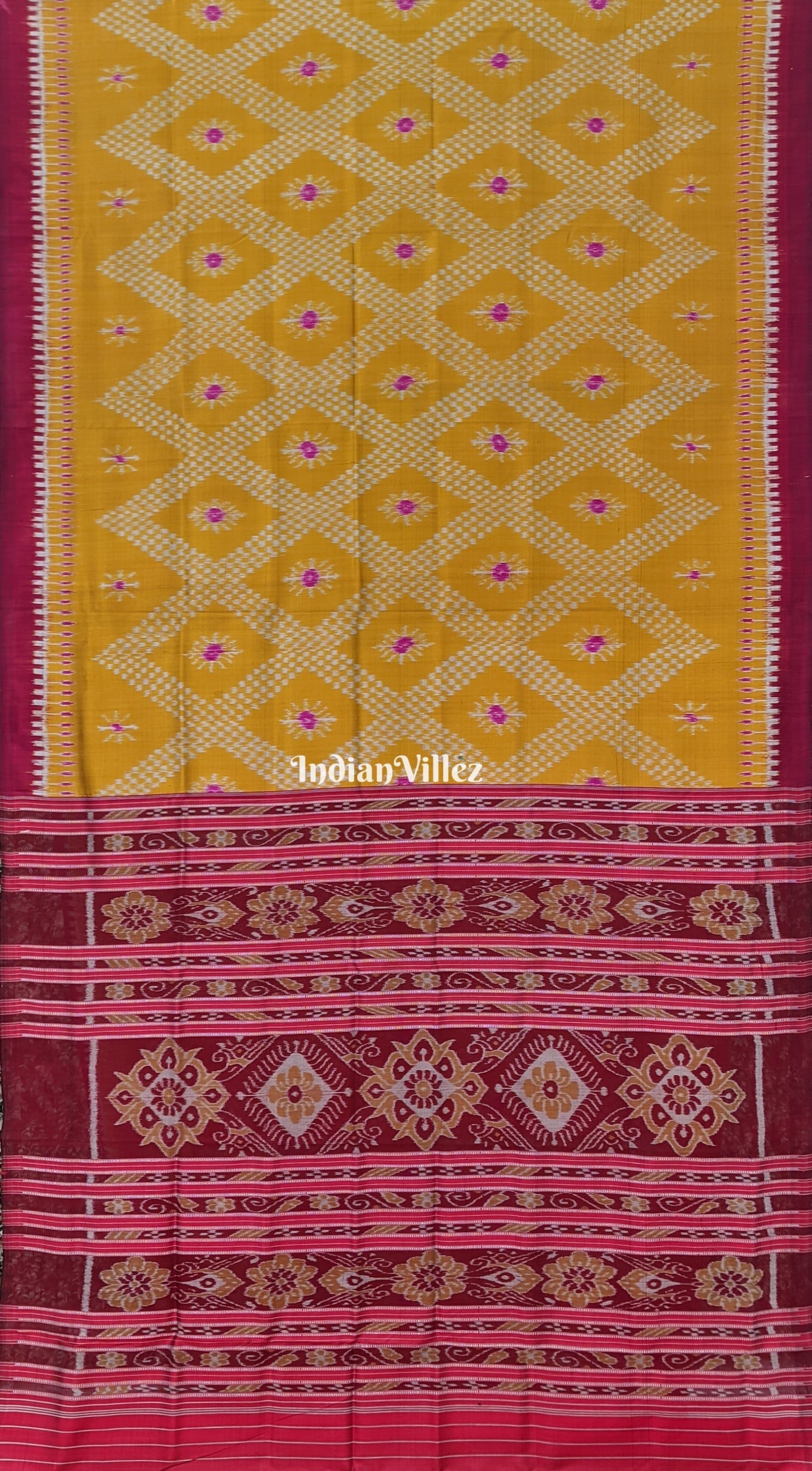 Mustord Yellow Tarabali Odisha Handloom Silk Saree