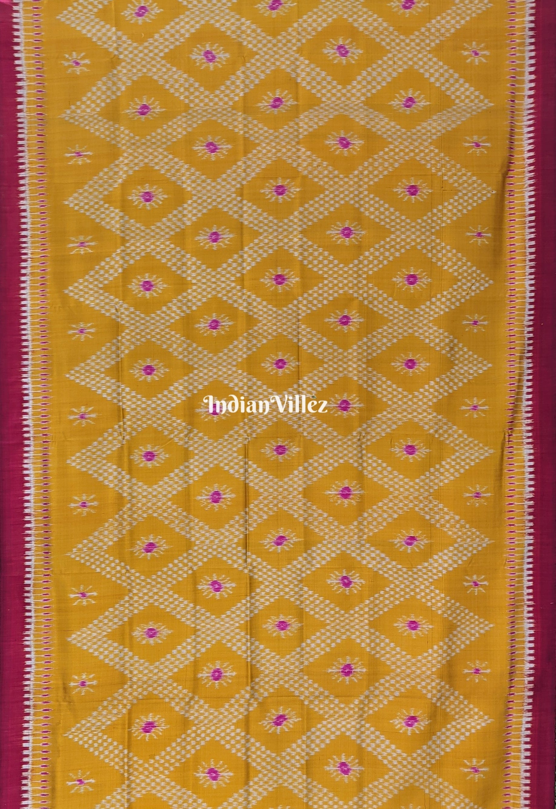 Mustord Yellow Tarabali Odisha Handloom Silk Saree