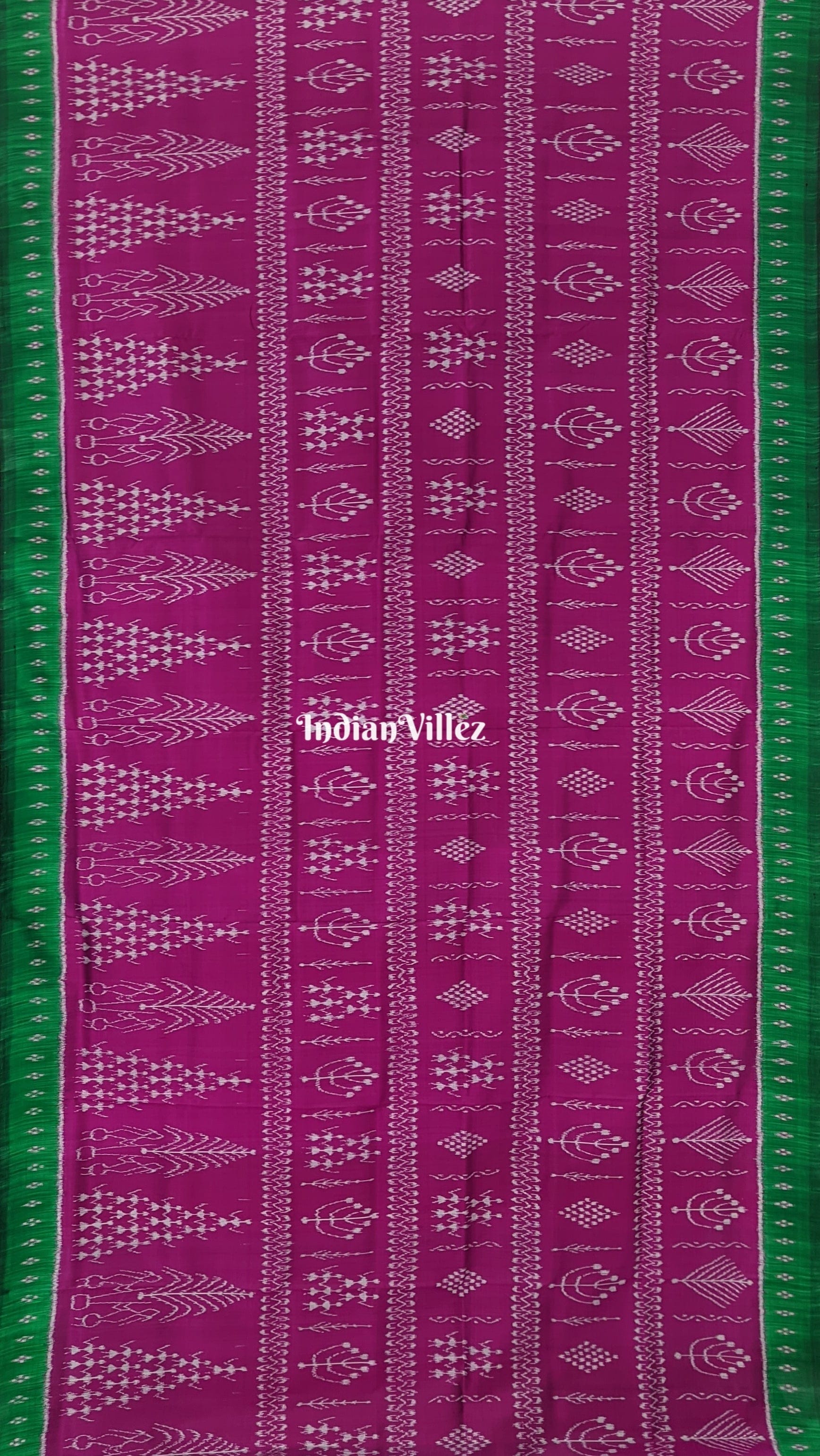 Magenta Pink Tribal Theme Contemporary Handloom Silk Saree