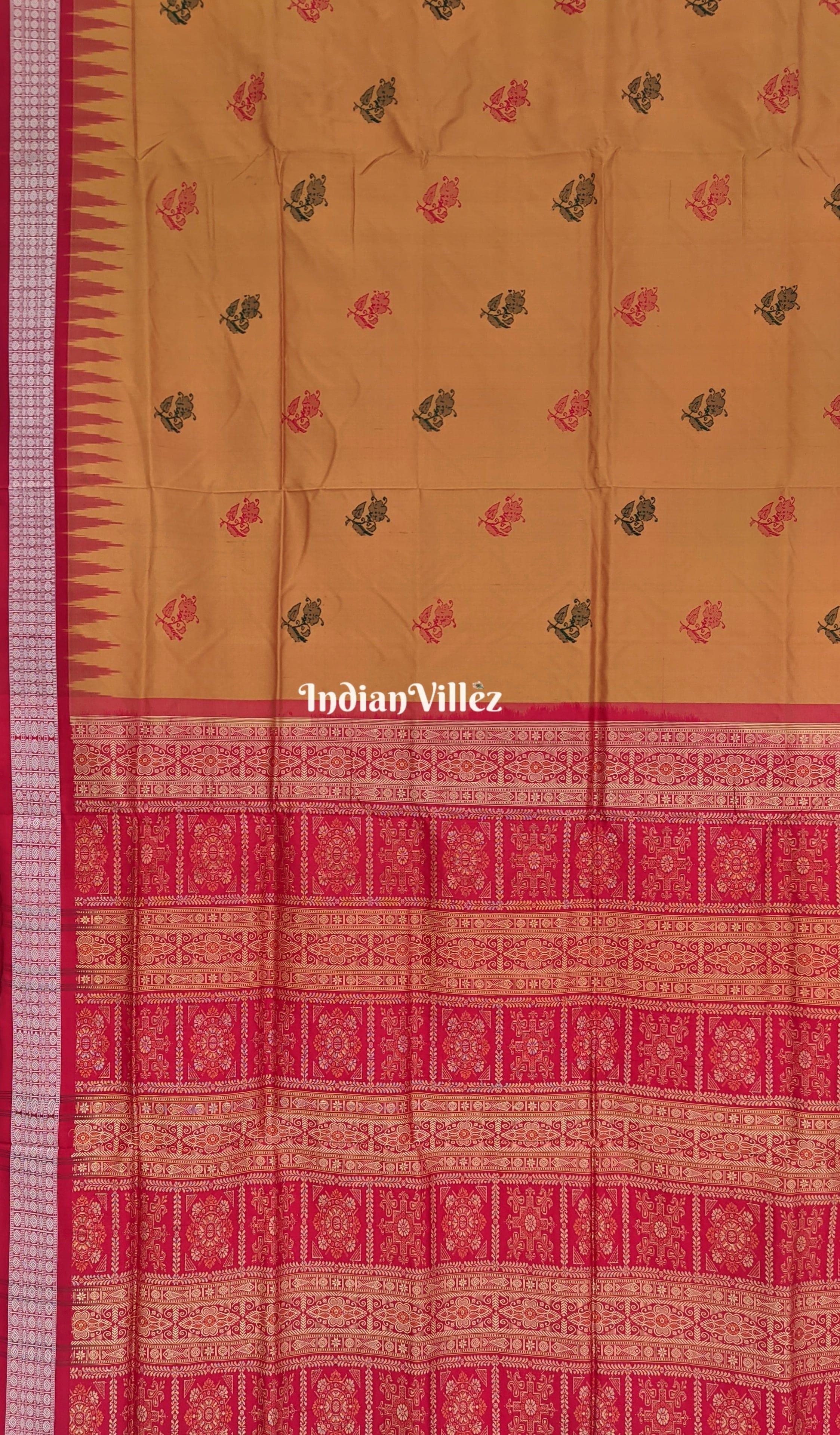 Yellow Flower Bomkai Odisha Handloom Silk Saree