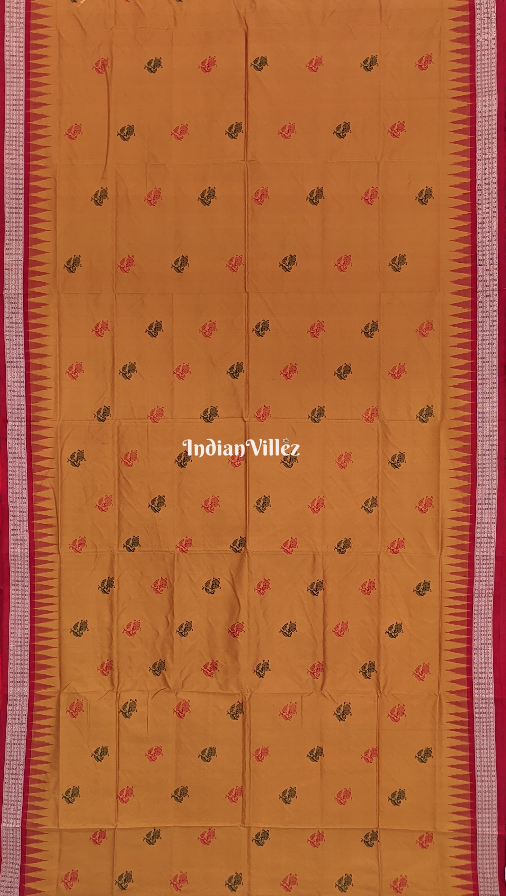 Yellow Flower Bomkai Odisha Handloom Silk Saree