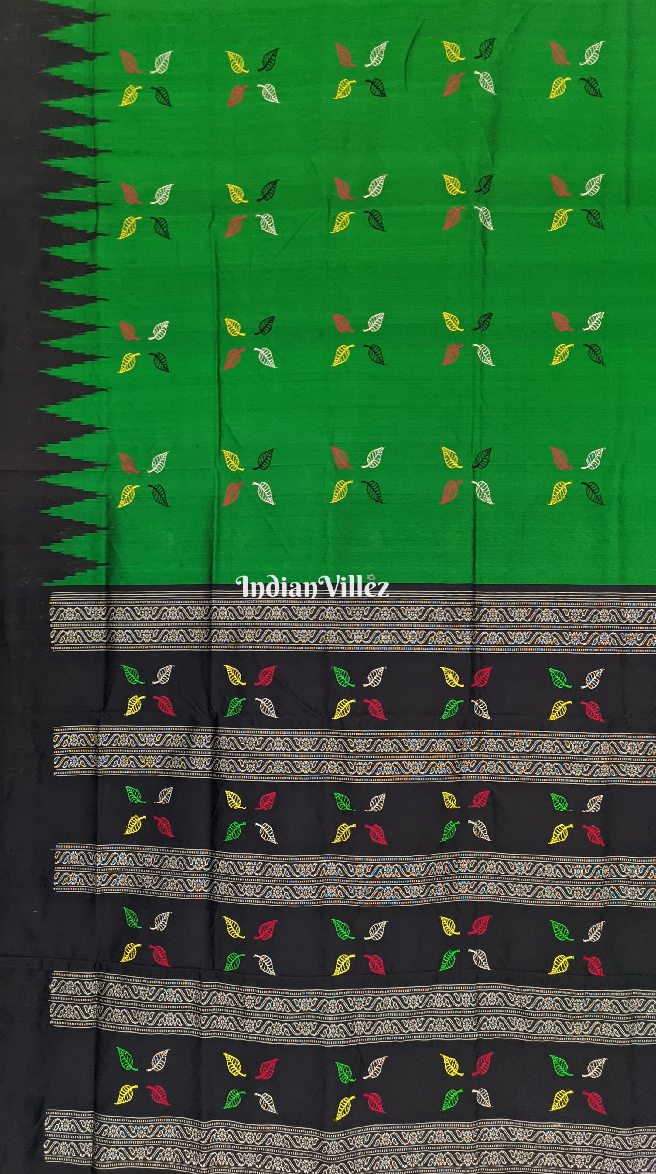 Green Leaf Design Odisha Handloom Bomkai 