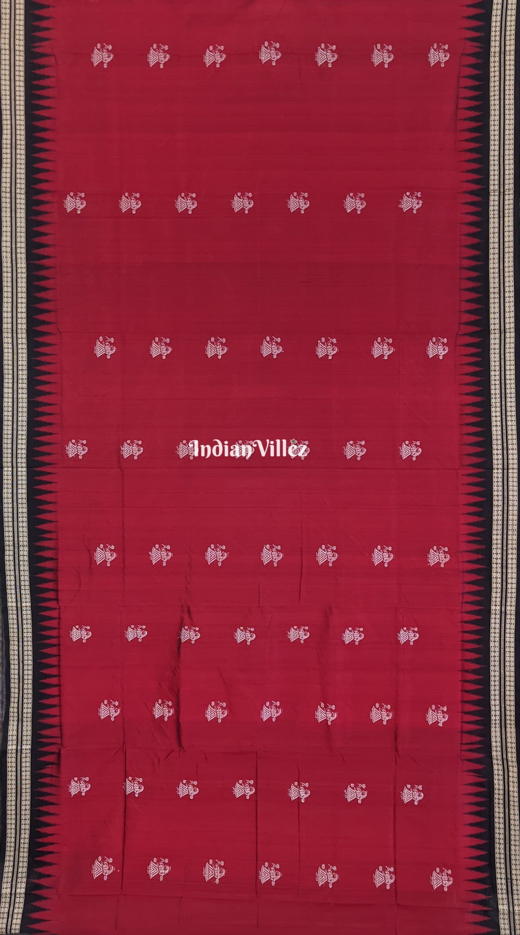 Maroon Putli Theme Odisha Handloom Bomkai Silk Saree