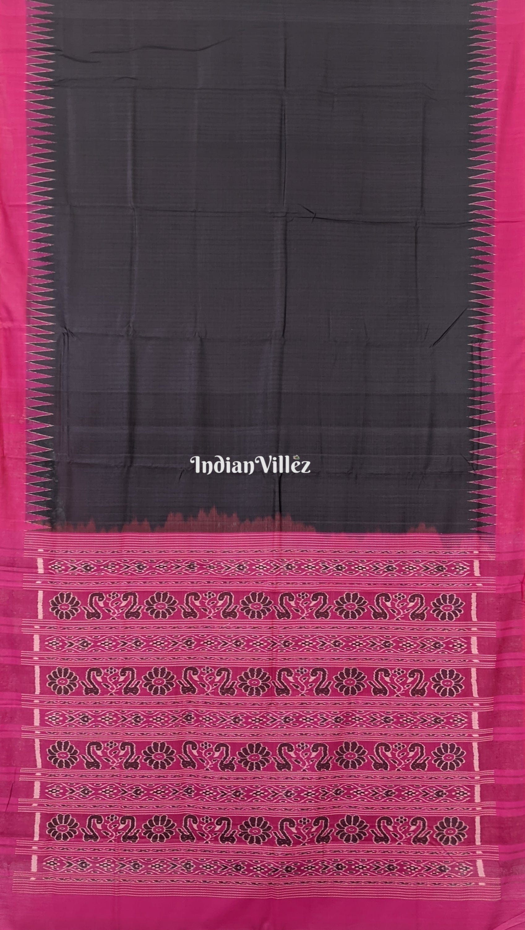 Black Odisha Handloom Gopalpur Tussar Silk Saree