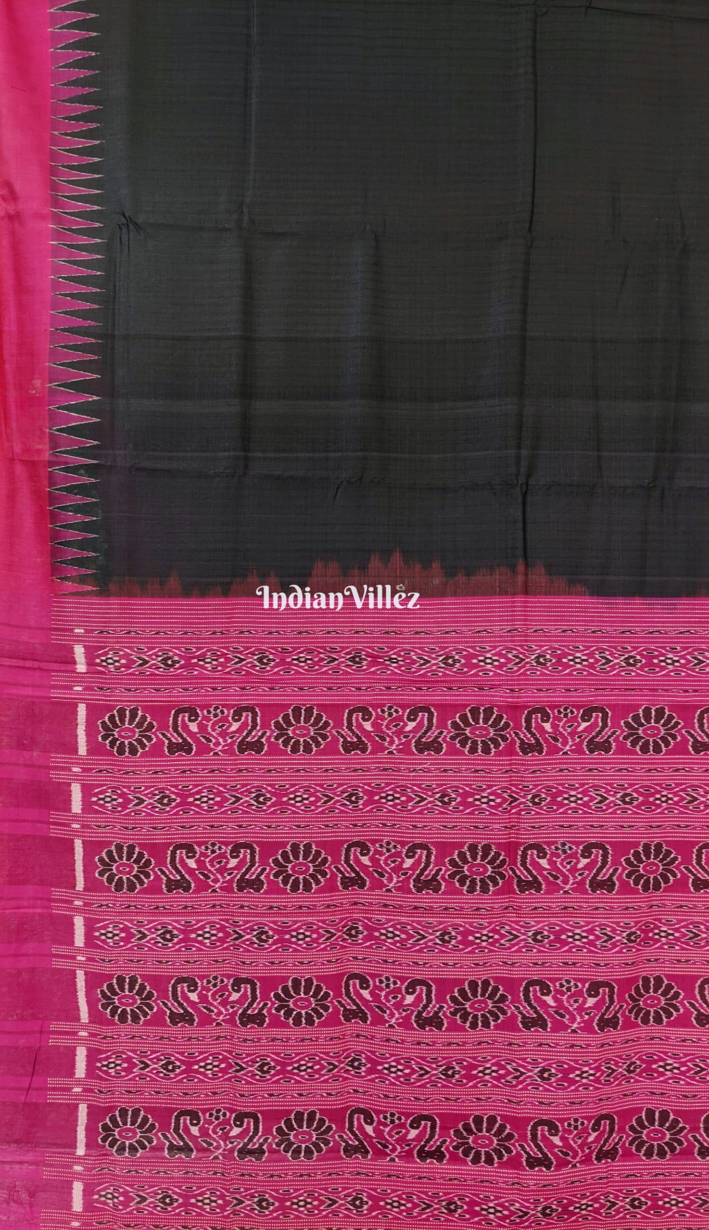Black Odisha Handloom Gopalpur Tussar Silk Saree