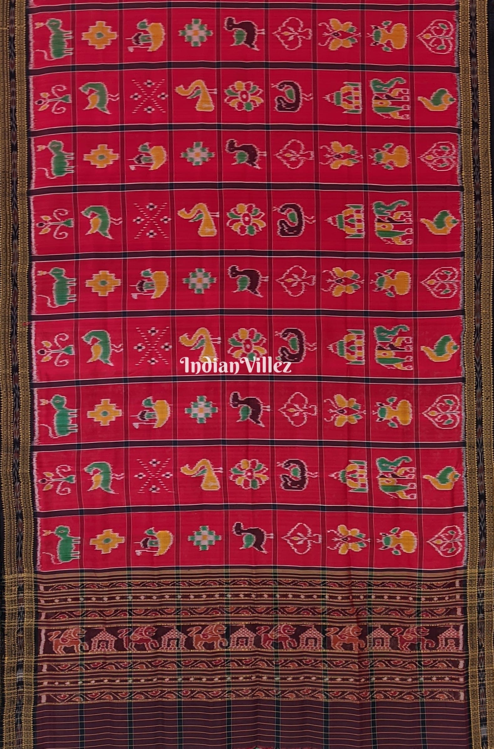 Red Nabakothi Odisha Handloom Silk Dupatta