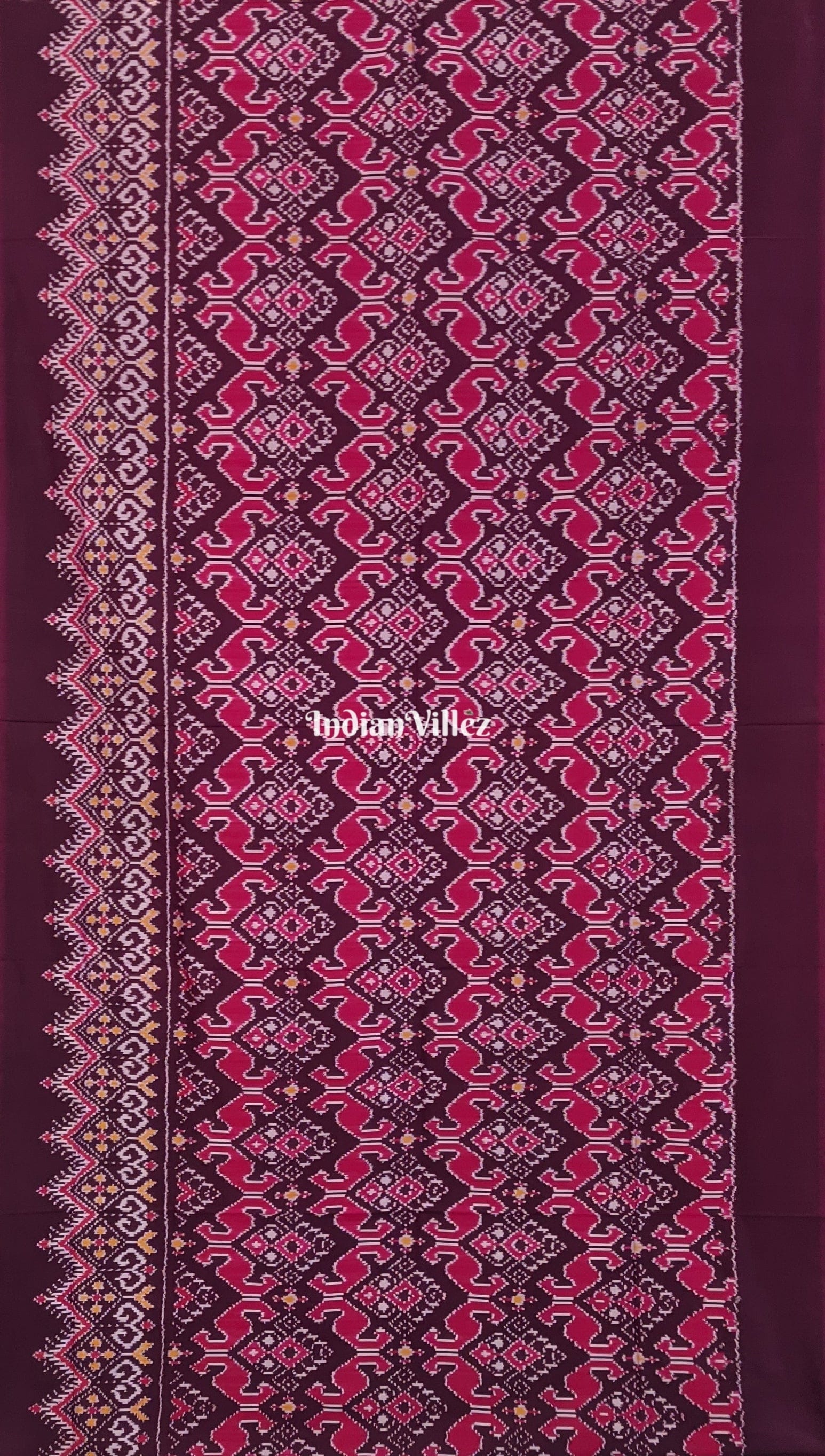  Wine Pink Pochampally Ikkat Silk Handloom Saree