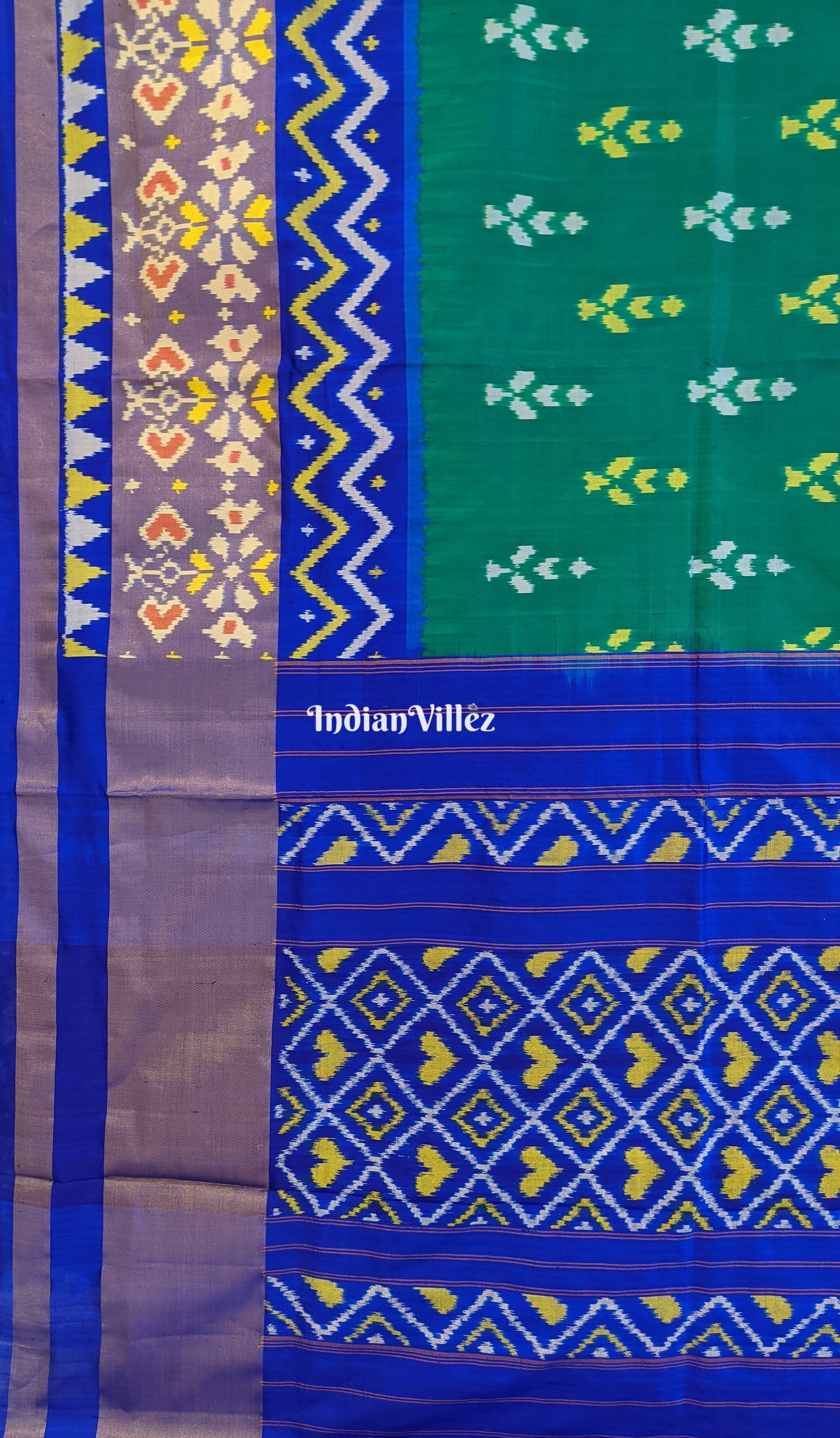 Rama Green & Violet Blue Pochampally Ikat Silk Saree