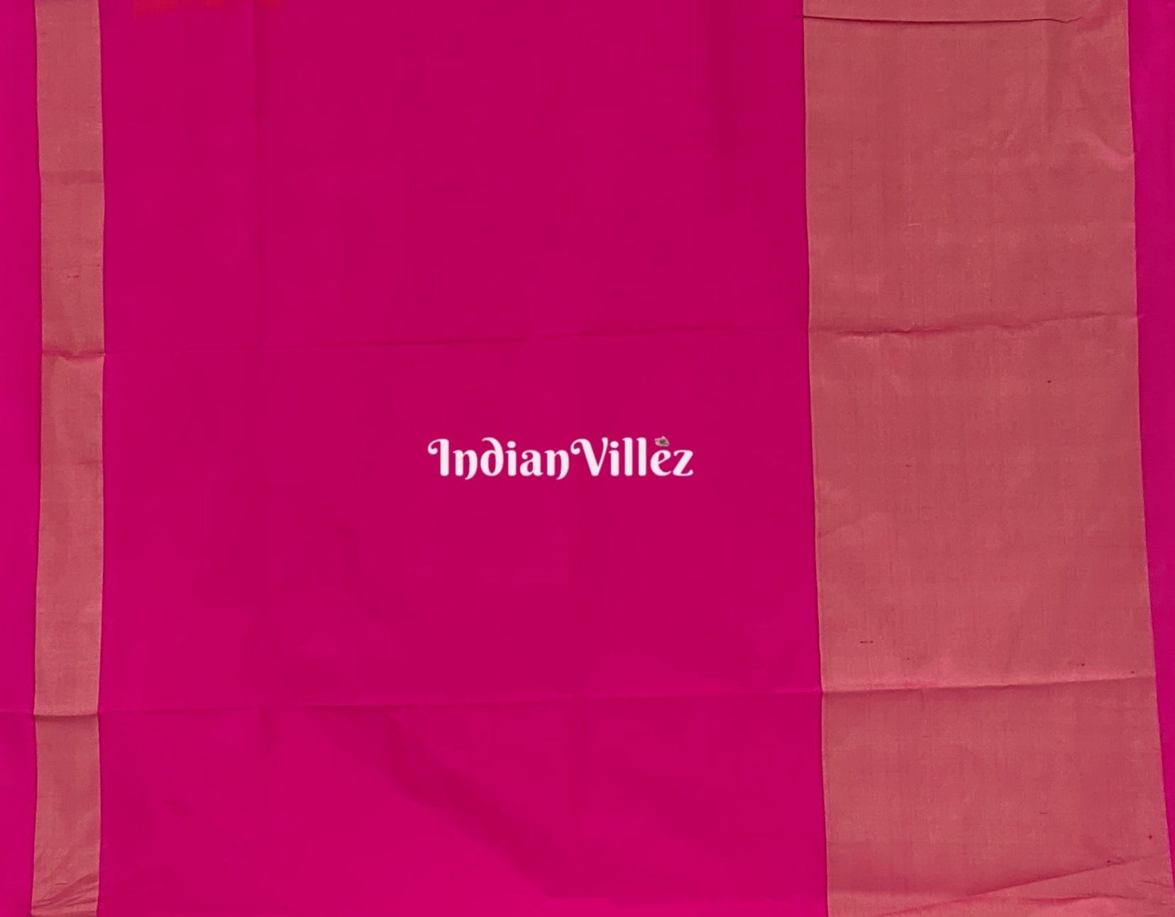 Orange with Rani Pink Pochampally Ikat Silk Saree