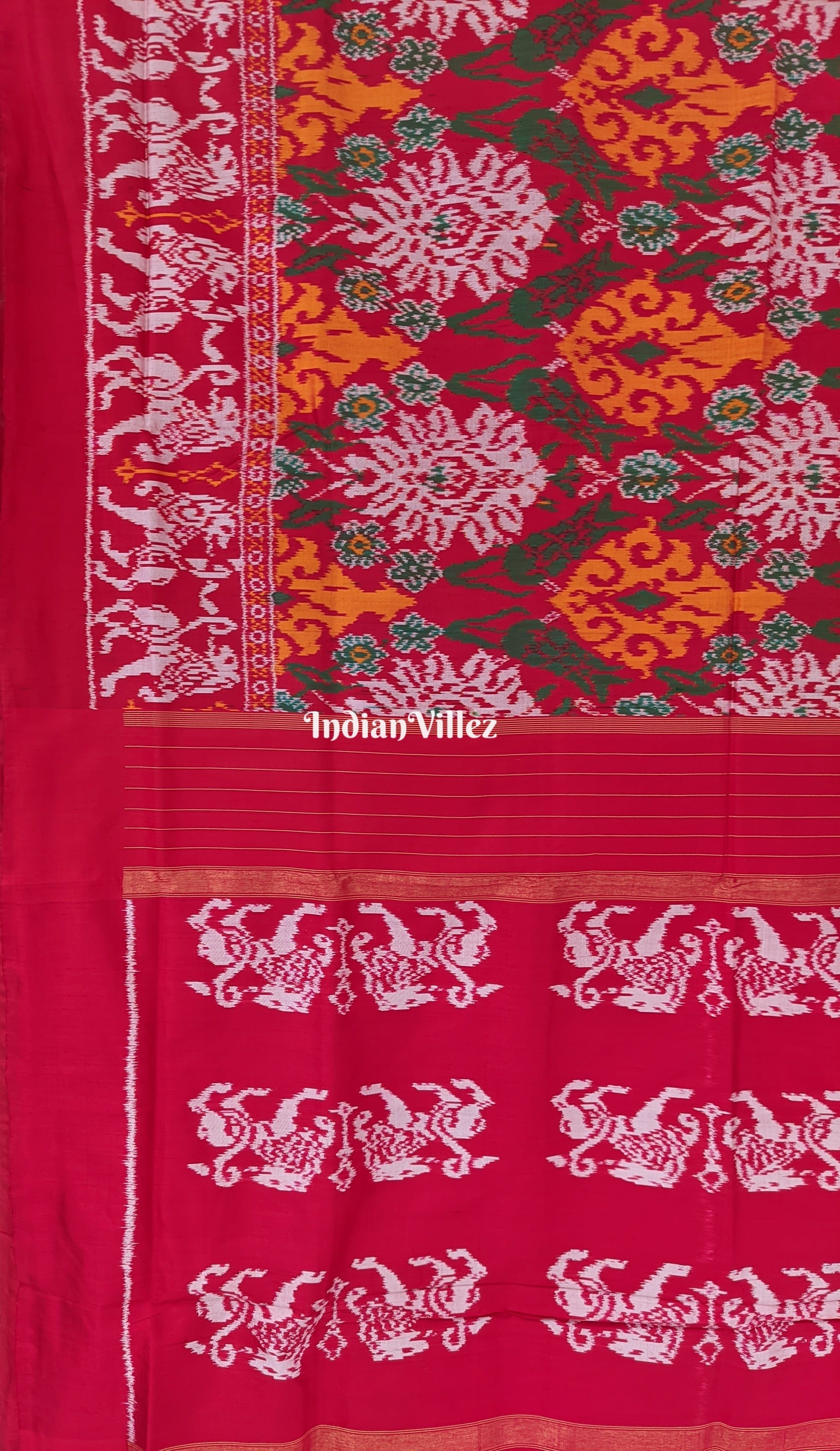 Multicolored Floral Design Silk Handloom Pochampally Ikat Saree