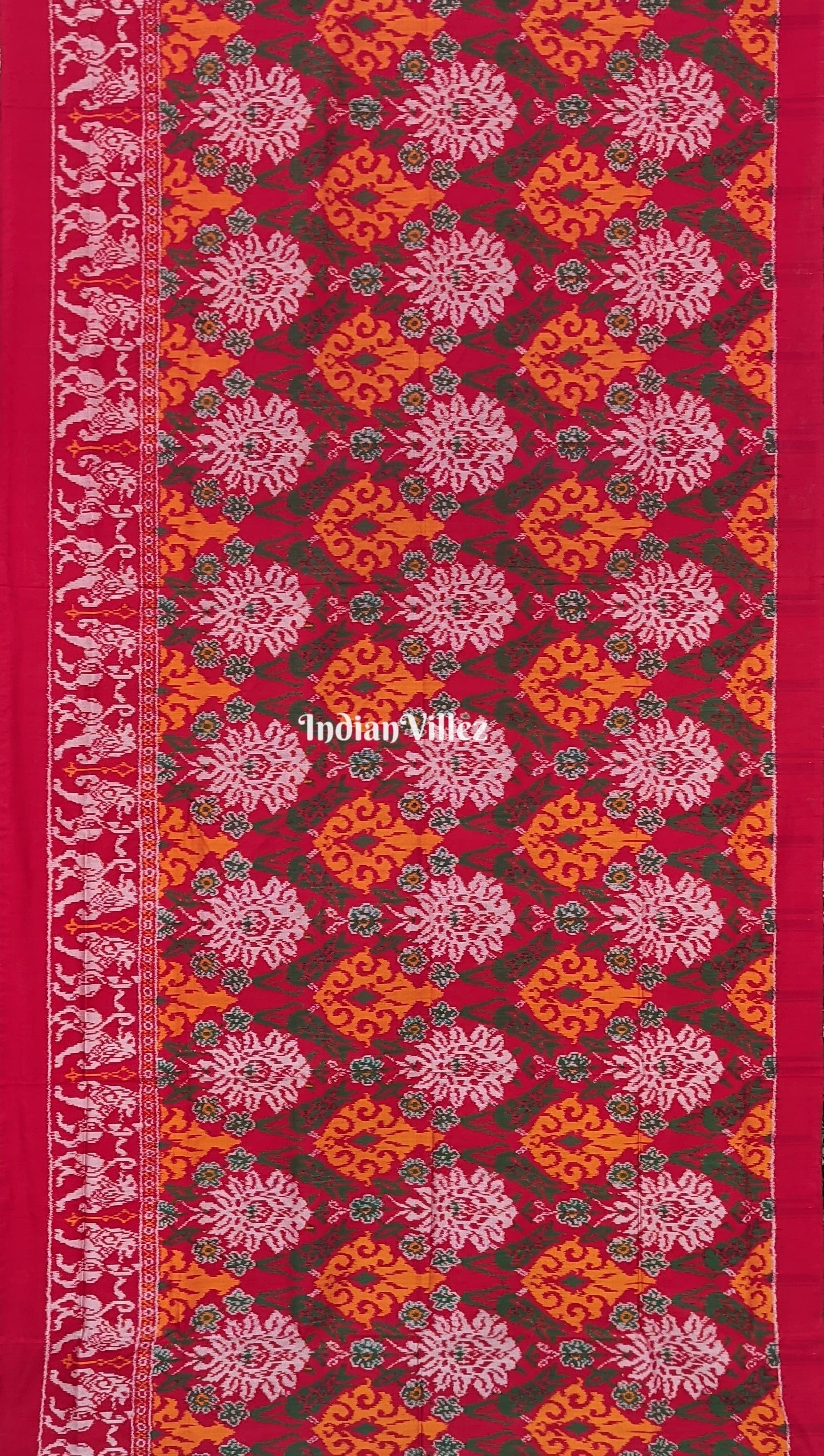 Multicolored Floral Design Silk Handloom Pochampally Ikat Saree