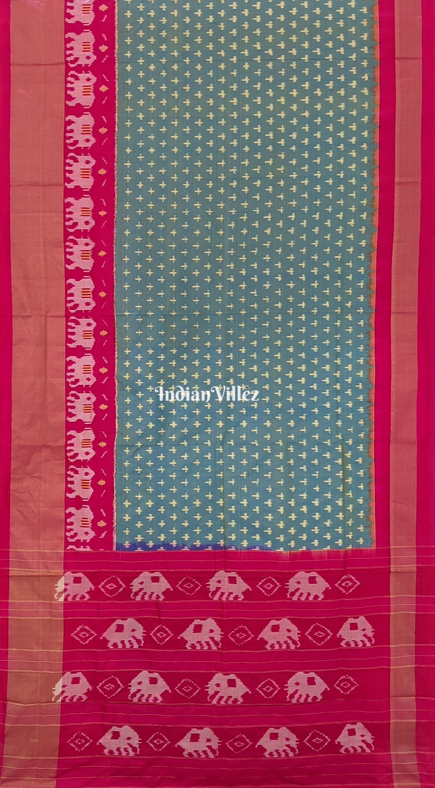 Dual Tone Yellow & Yellow Pochampally Ikat Silk Saree