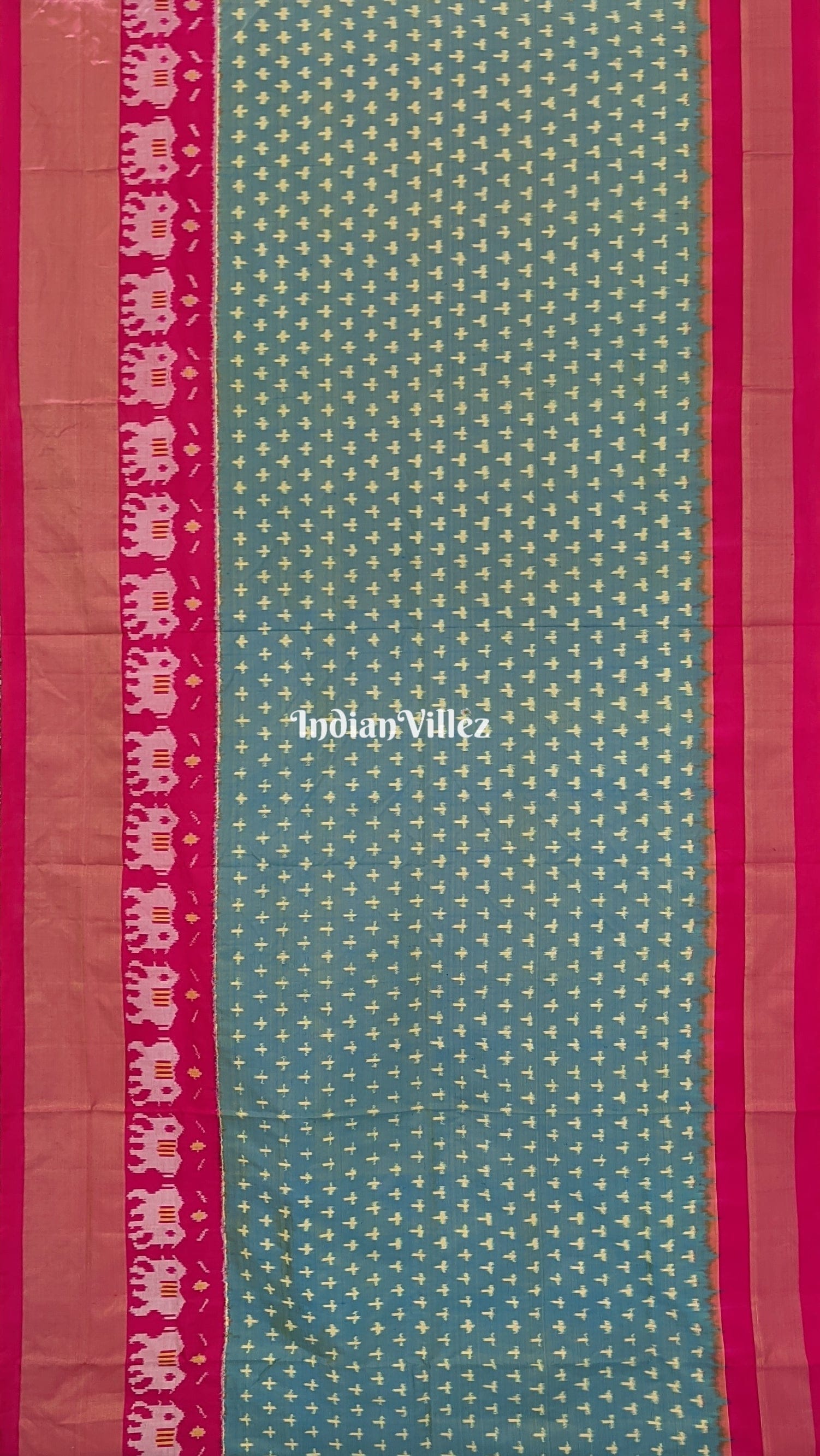 Dual Tone Yellow & Yellow Pochampally Ikat Silk Saree