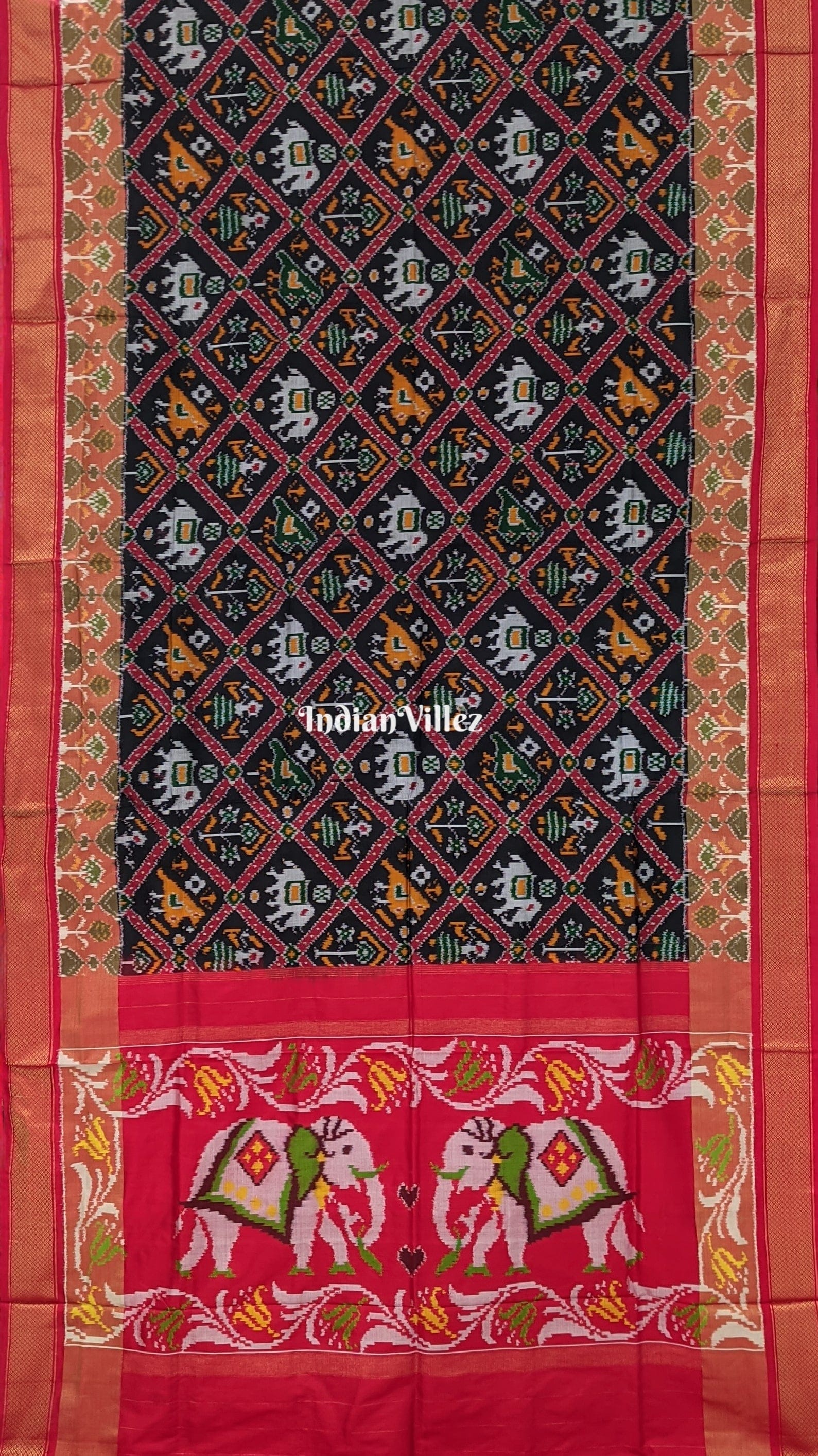 Multicoloured Tribal Theme Pochampally Ikat Silk Saree