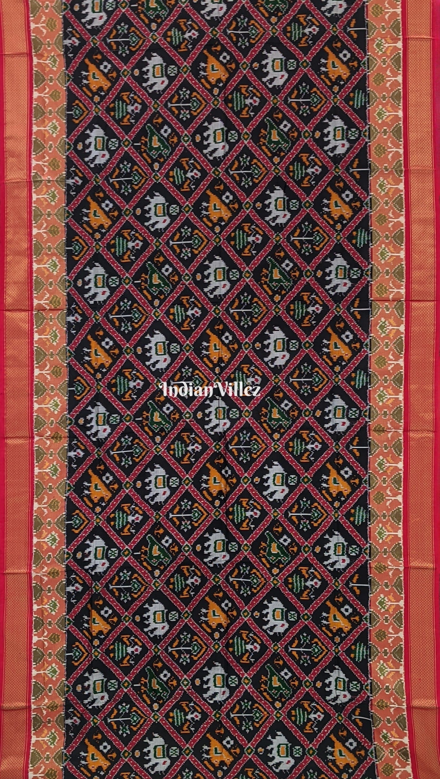 Multicoloured Tribal Theme Pochampally Ikat Silk Saree