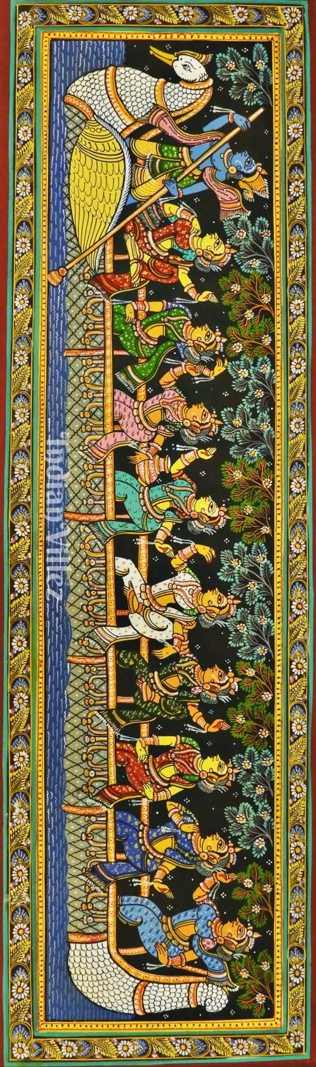 Lord Krishna Babakeli Theme Odisha Pattachitra Decor Painting 