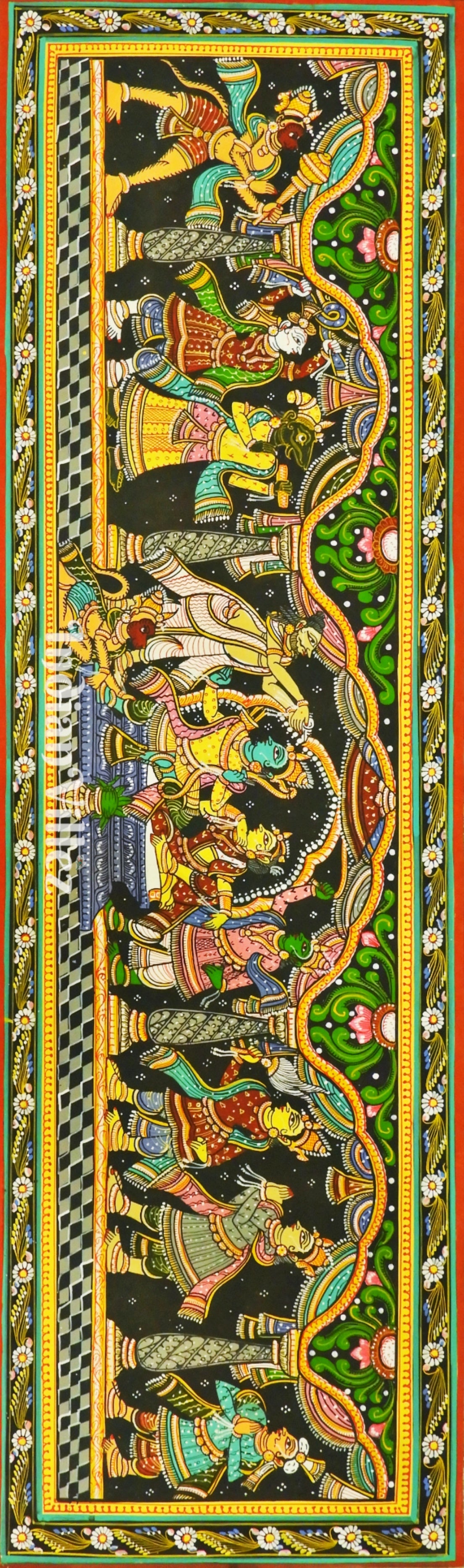 Sita Vivah Theme Odisha Pattachitra Painting (12*40 Inch )