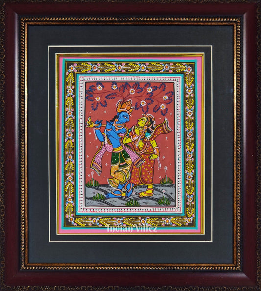 Radha Krishna Pattachitra Art Painting For Home Wall Art Decor ( With Frame)