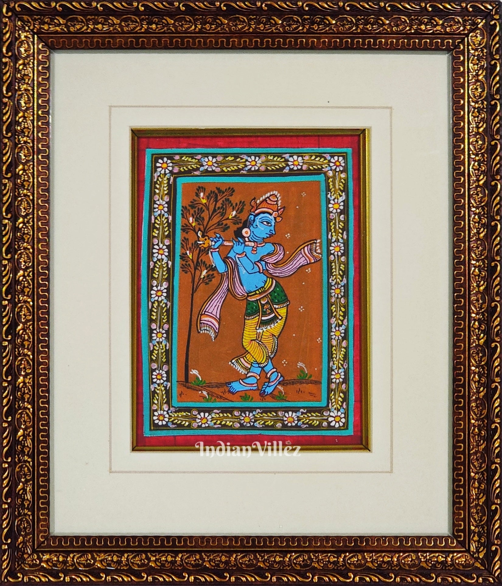 Krishna Pattachitra Painting For Home Wall Art Decor ( With Frame)