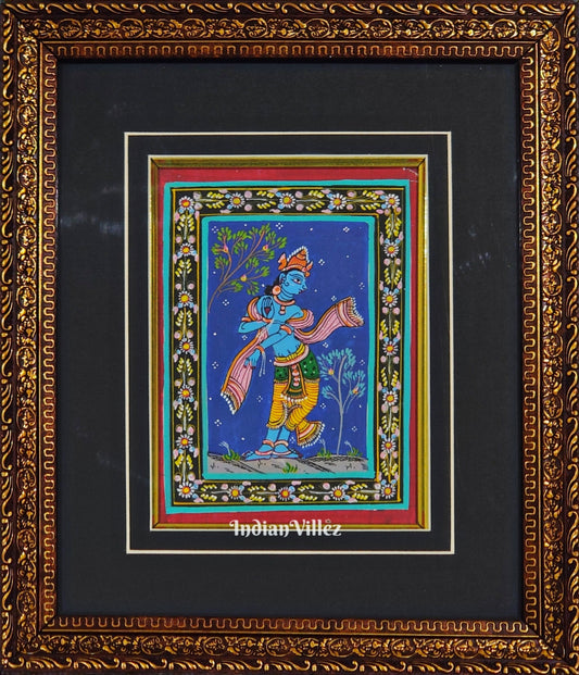 Shree Krishna Pattachitra Painting For Home Wall Art Decor ( With Frame)