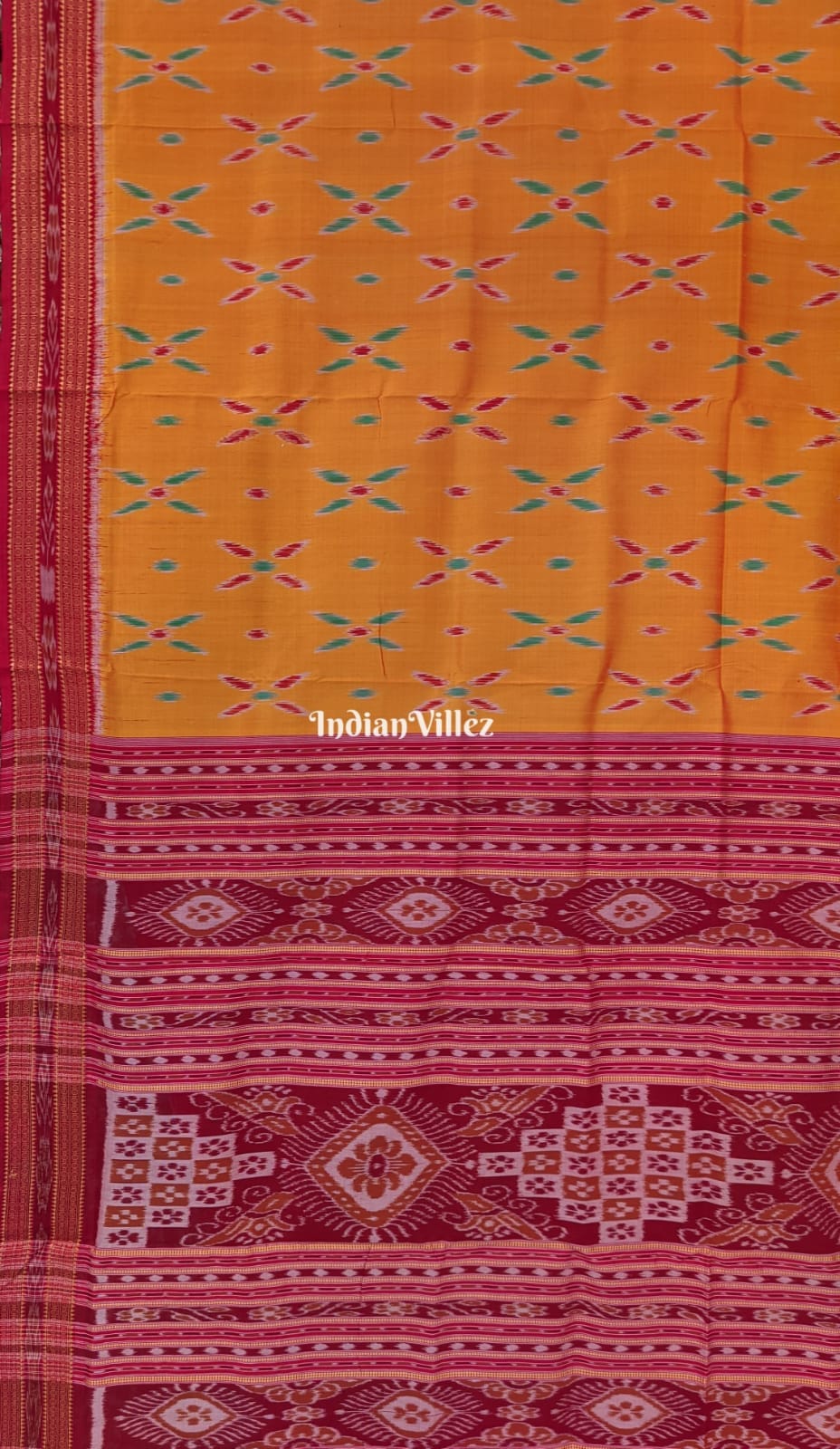 Yellow Multicolored Flower Petals Khandua Silk Saree with Blouse