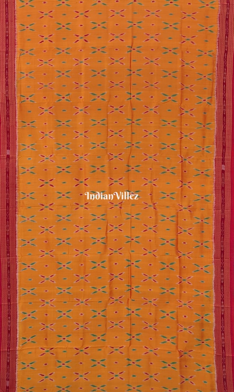 Yellow Multicolored Flower Petals Khandua Silk Saree with Blouse