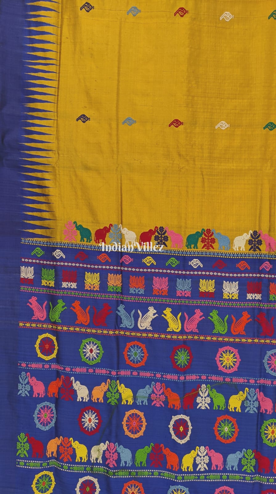 Golden Sankha Sudarshana Sambalpuri Ikat Silk Saree