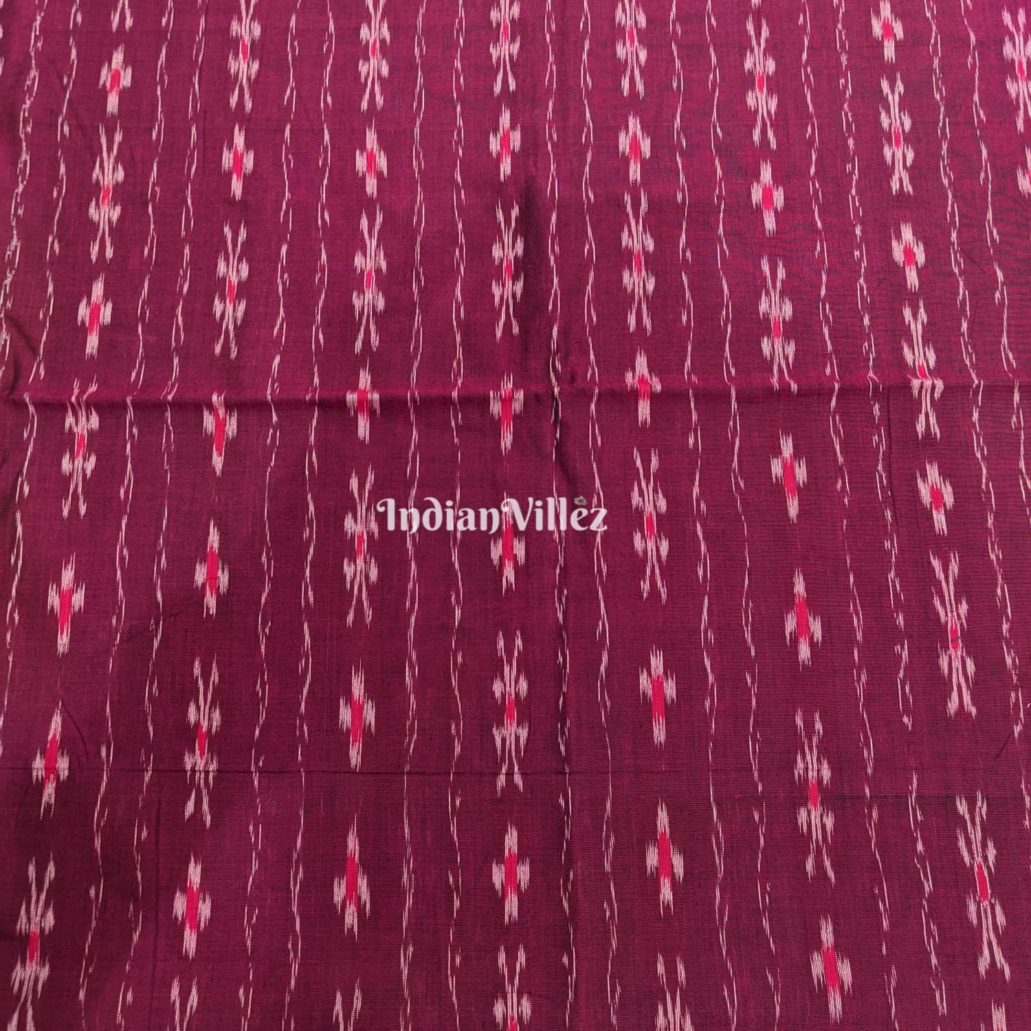 Wine Flower Design Sambalpuri Ikat Cotton Fabric