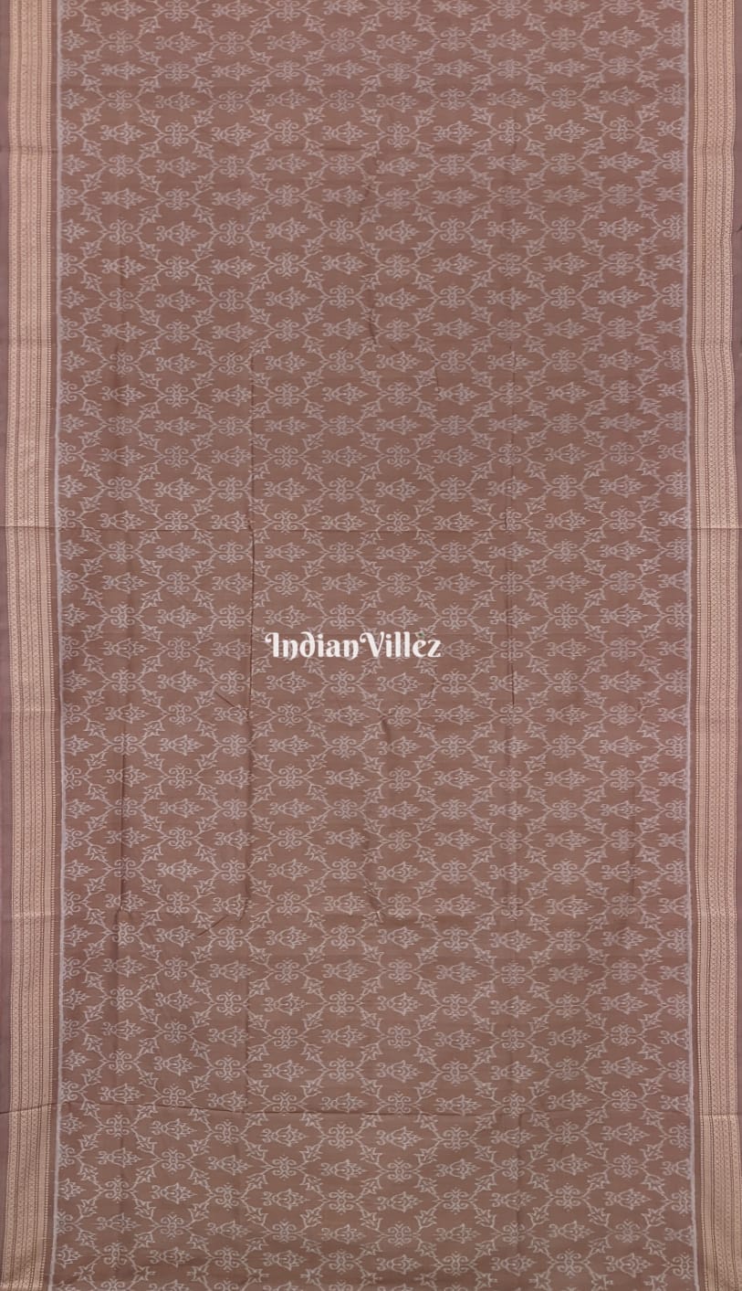 Tortilla Brown Sambalpuri Ikat Natural Dyed Silk Saree