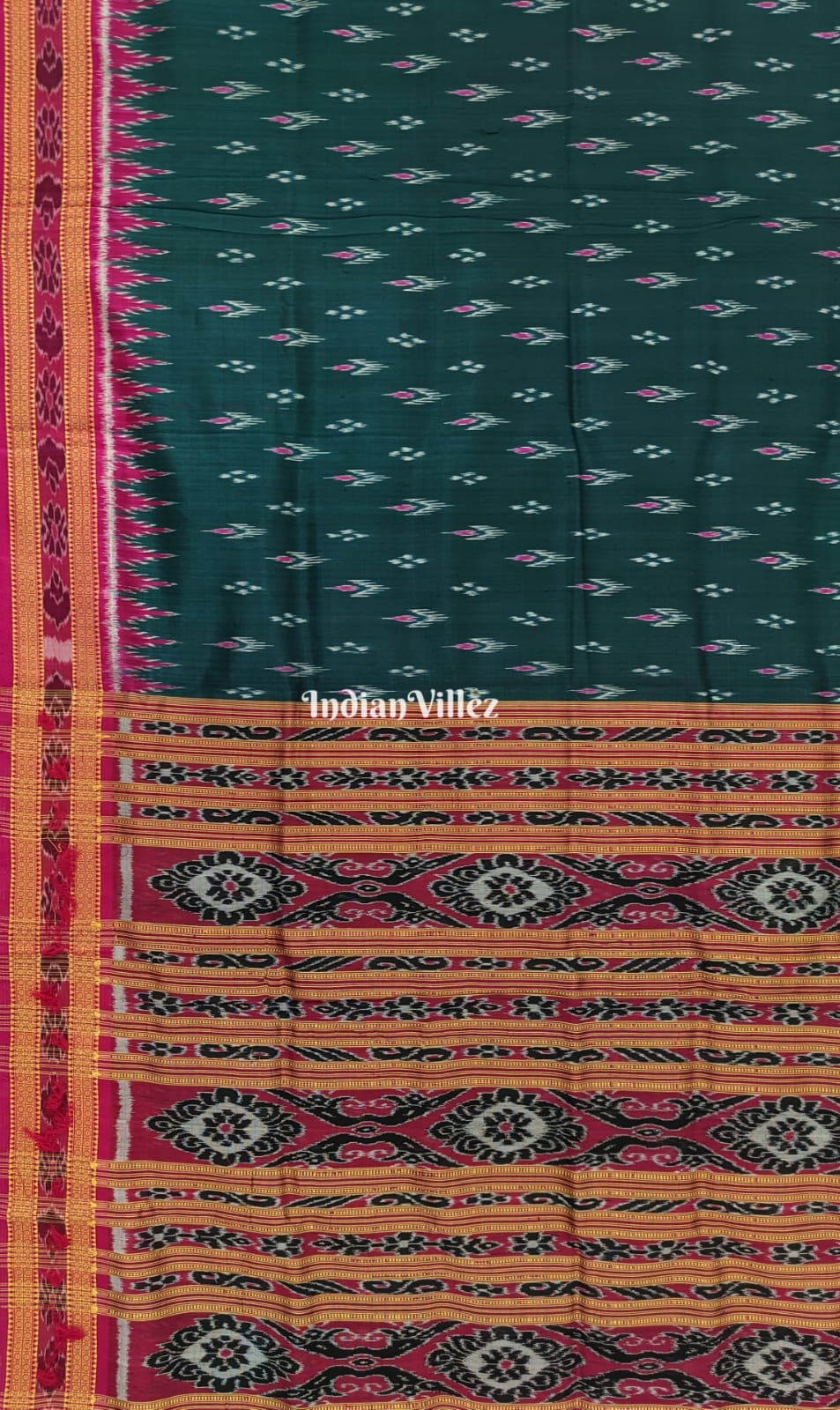 Bottle Green Mayurchandrika Khandua Silk Saree