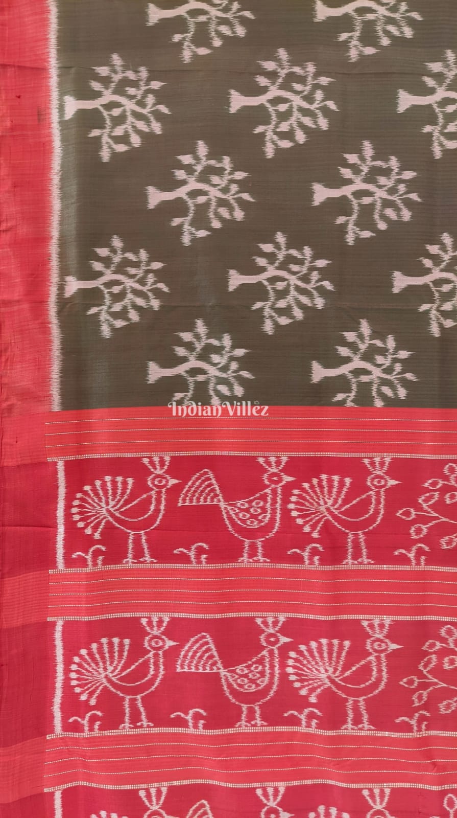 Grease Green Tree  Odisha Ikat Contemporary Silk Saree