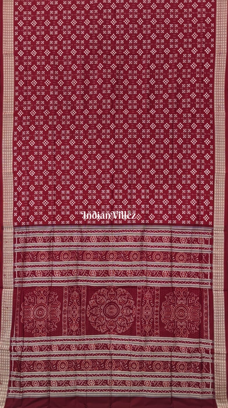 Maroon 45 Kothi Sambalpuri Pasapali Silk Saree