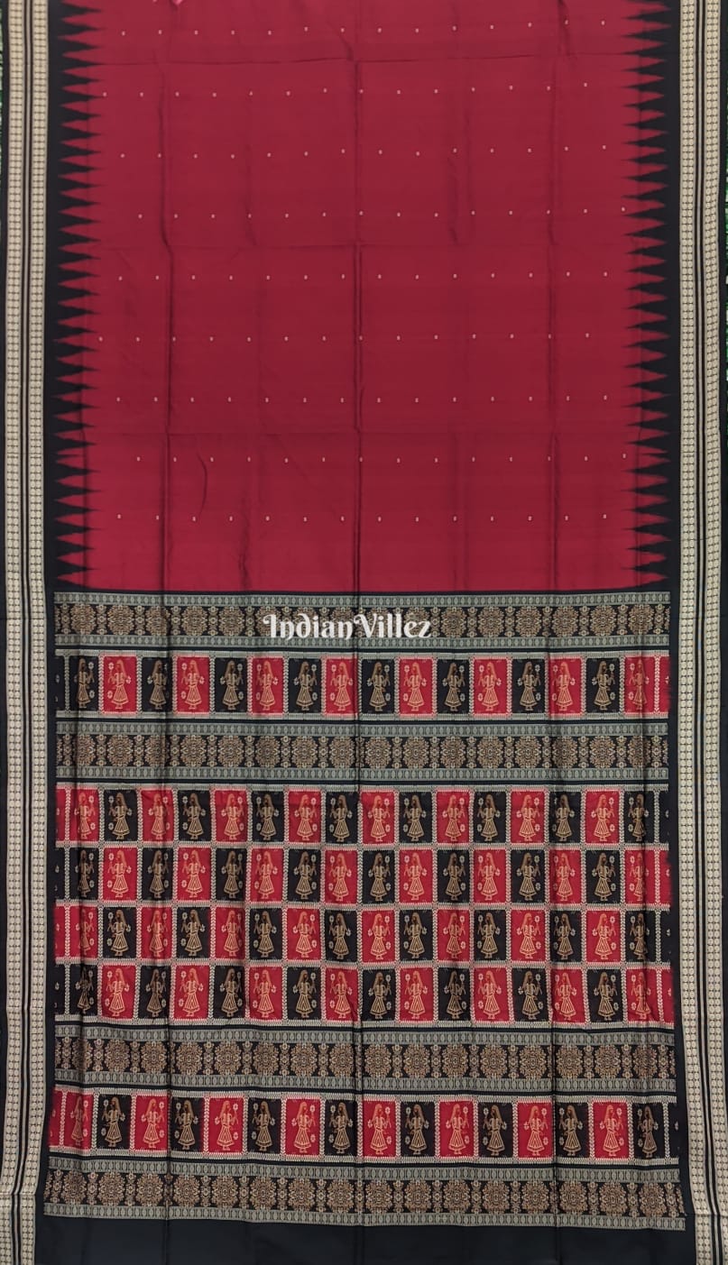 Maroon Potli Design Odisha Ikat Bomkai Silk Saree