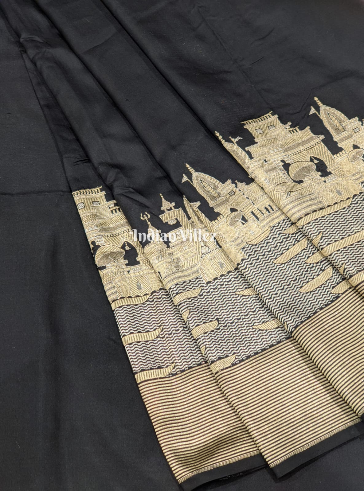 Black Kashi Banarasi Katan Silk Saree