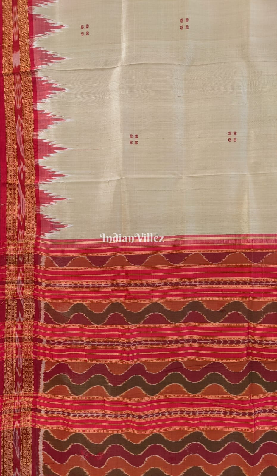 Chandan Color Butta Design Khandua Silk Saree