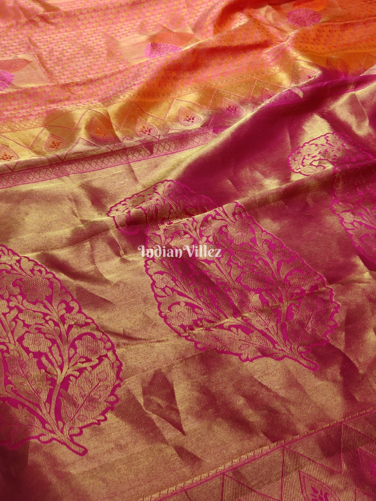 Pink Rani Kanjivaram Silk Saree 