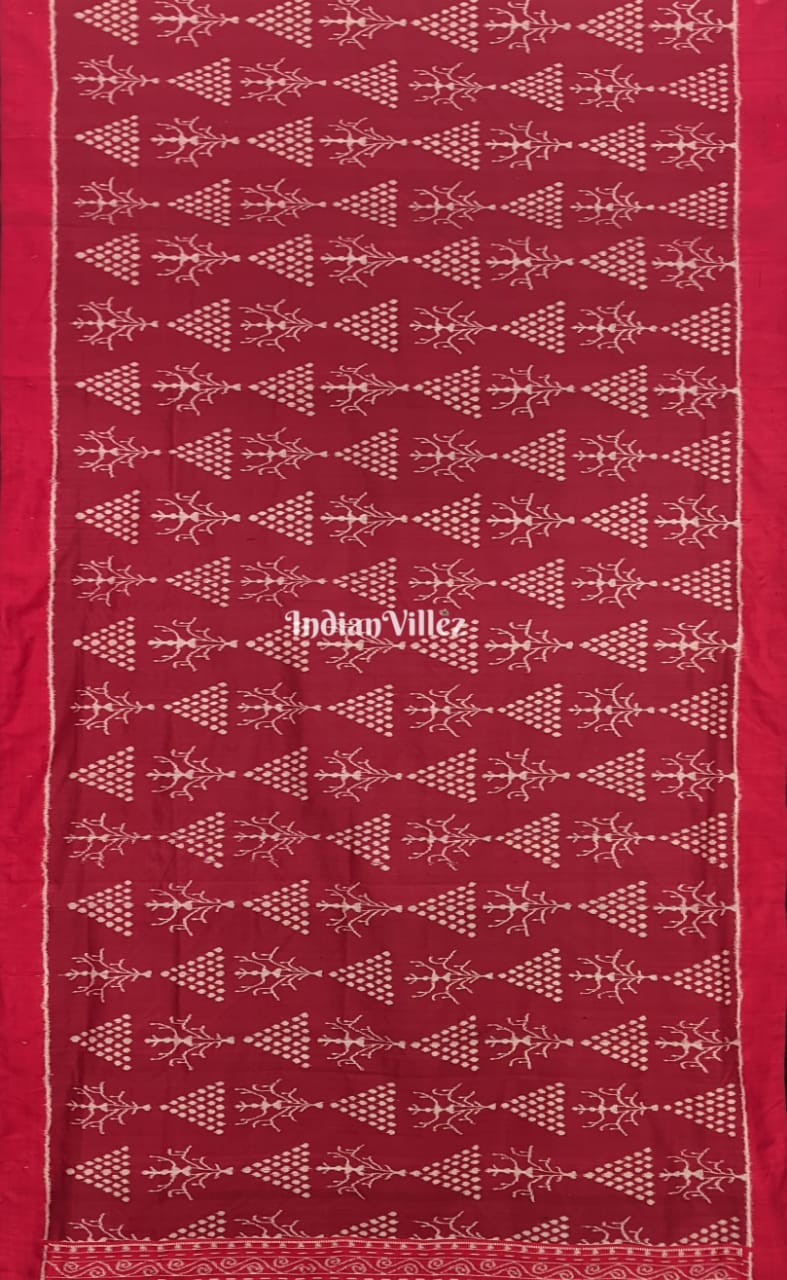 Maroon Jhoti Chitrakari Odisha Handloom Silk Saree